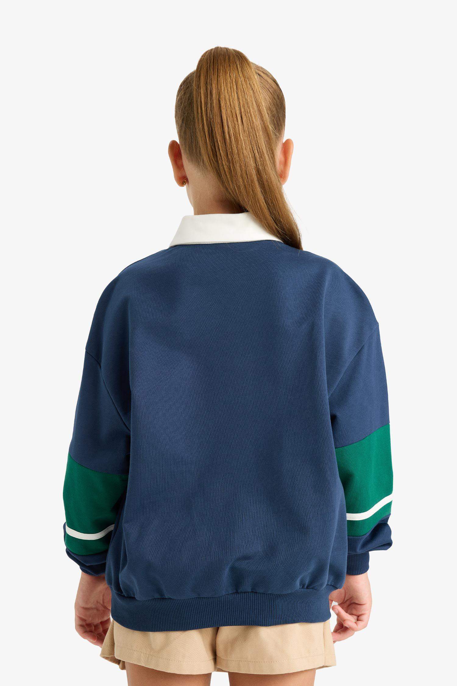 Sweatshirt imprimé à col polo Coupe régulière pour fille