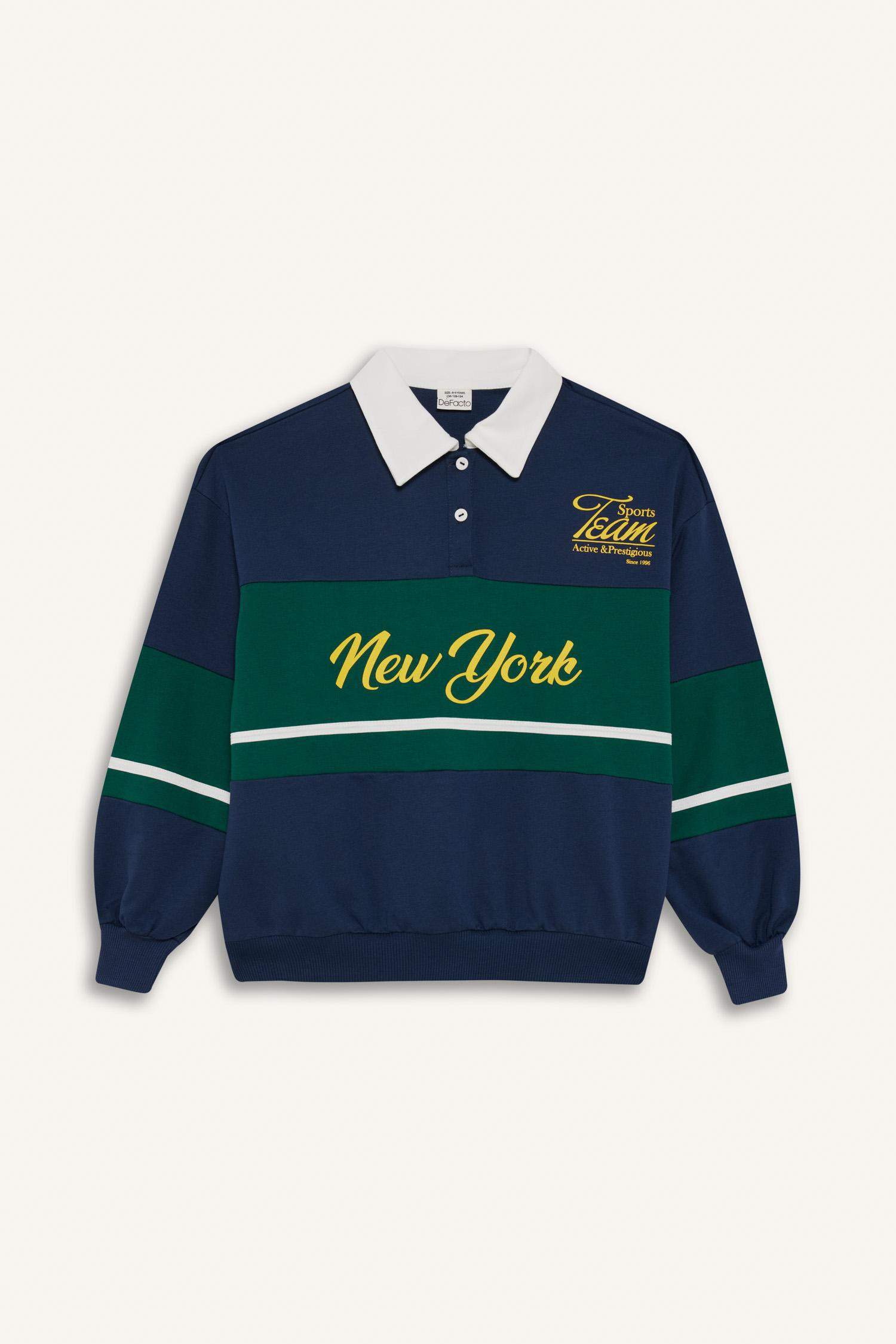 Sweatshirt imprimé à col polo Coupe régulière pour fille