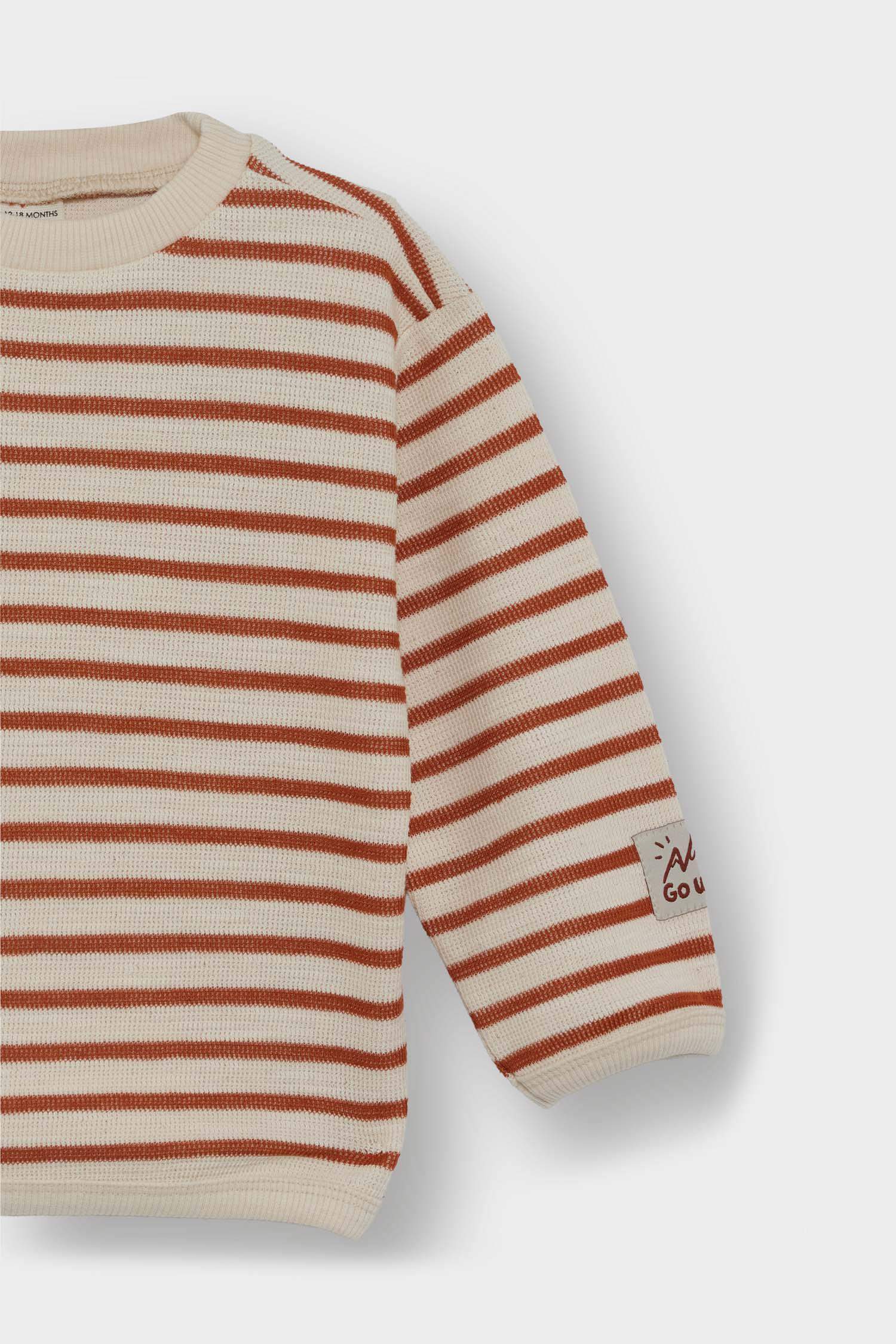 سويت شيرت مخطط بيبي ولادي قصة عادية بياخة مستديرة