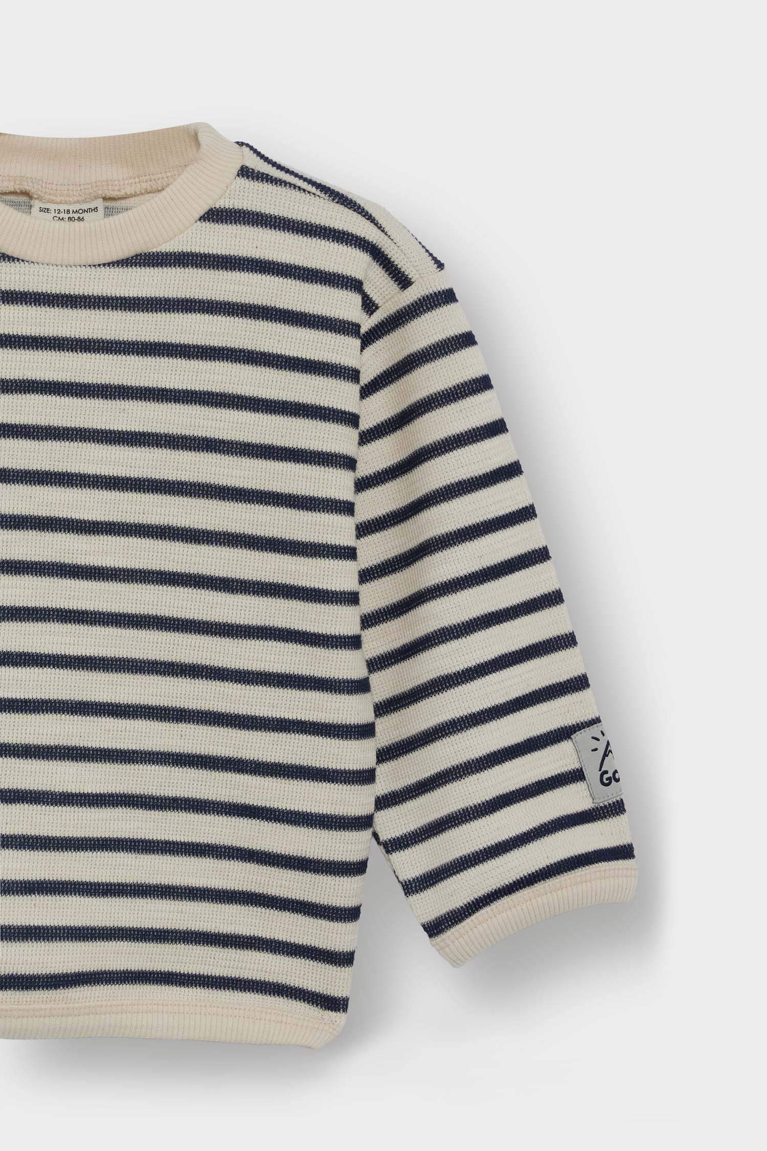 Baby Boy Crew Neck Striped Sweatshirt
