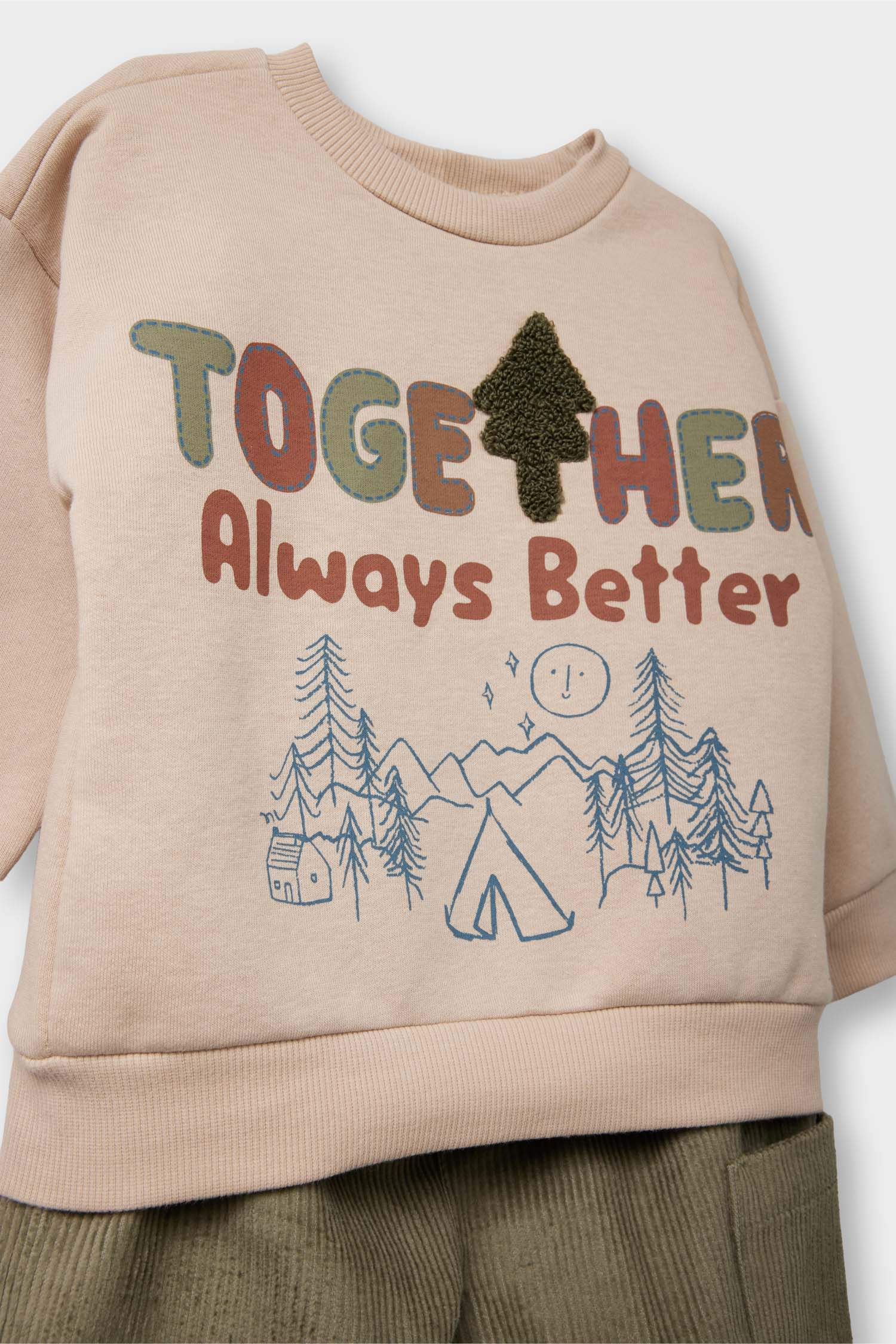 2 piece Regular Fit Crew Neck Dağ Desenli Set