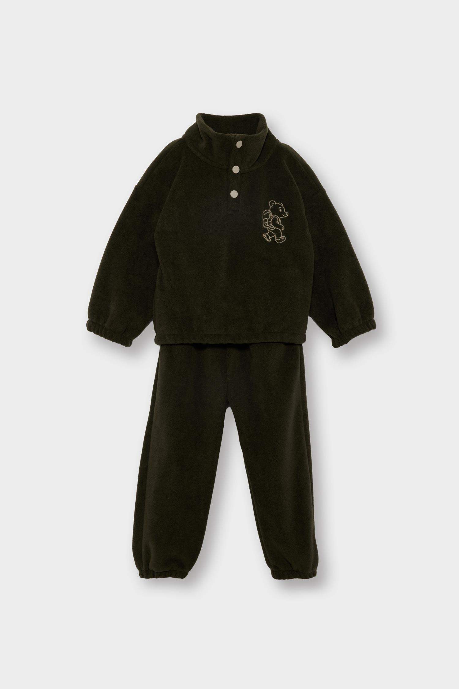 Baby Boy Fleece Stand Collar Sweatshirt Sweatpants 2 Piece Set