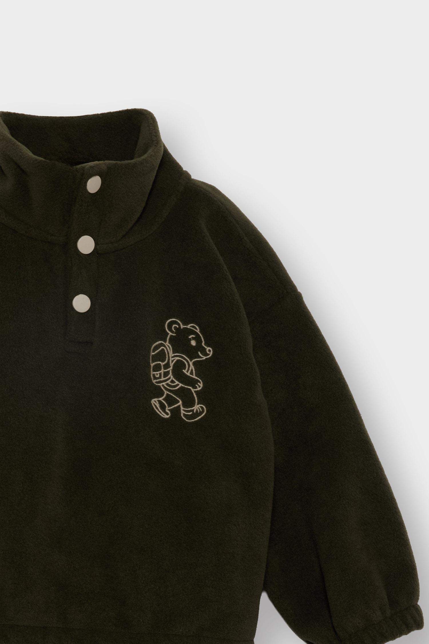 Baby Boy Fleece Stand Collar Sweatshirt Sweatpants 2 Piece Set