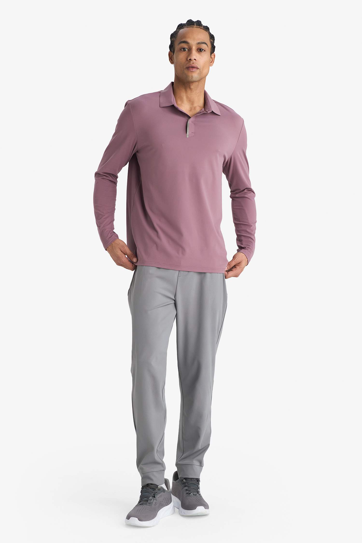 Standart Fit Polo Yaka Sporcu Uzun Kollu Tişört