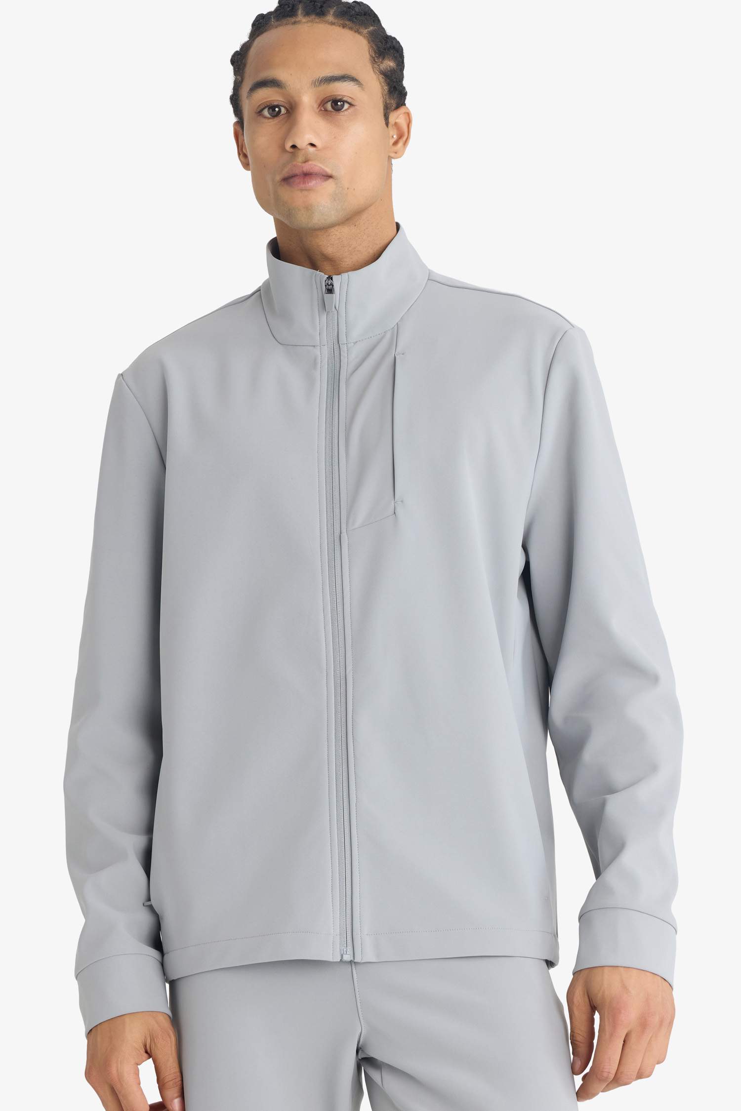 DeFactoFit Standart Fit Dik Yaka Fermuarlı Sweatshirt