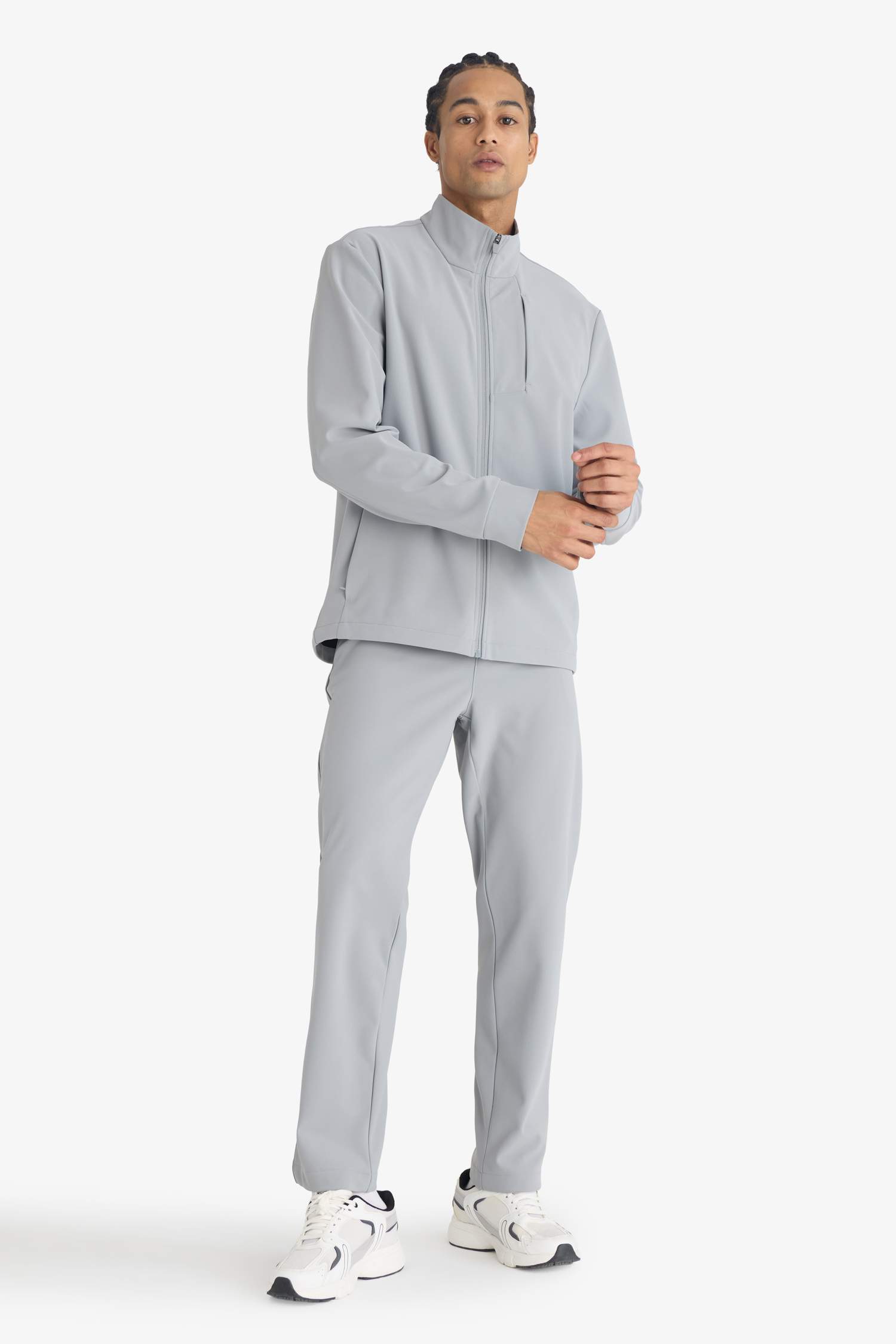 DeFactoFit Standart Fit Dik Yaka Fermuarlı Sweatshirt