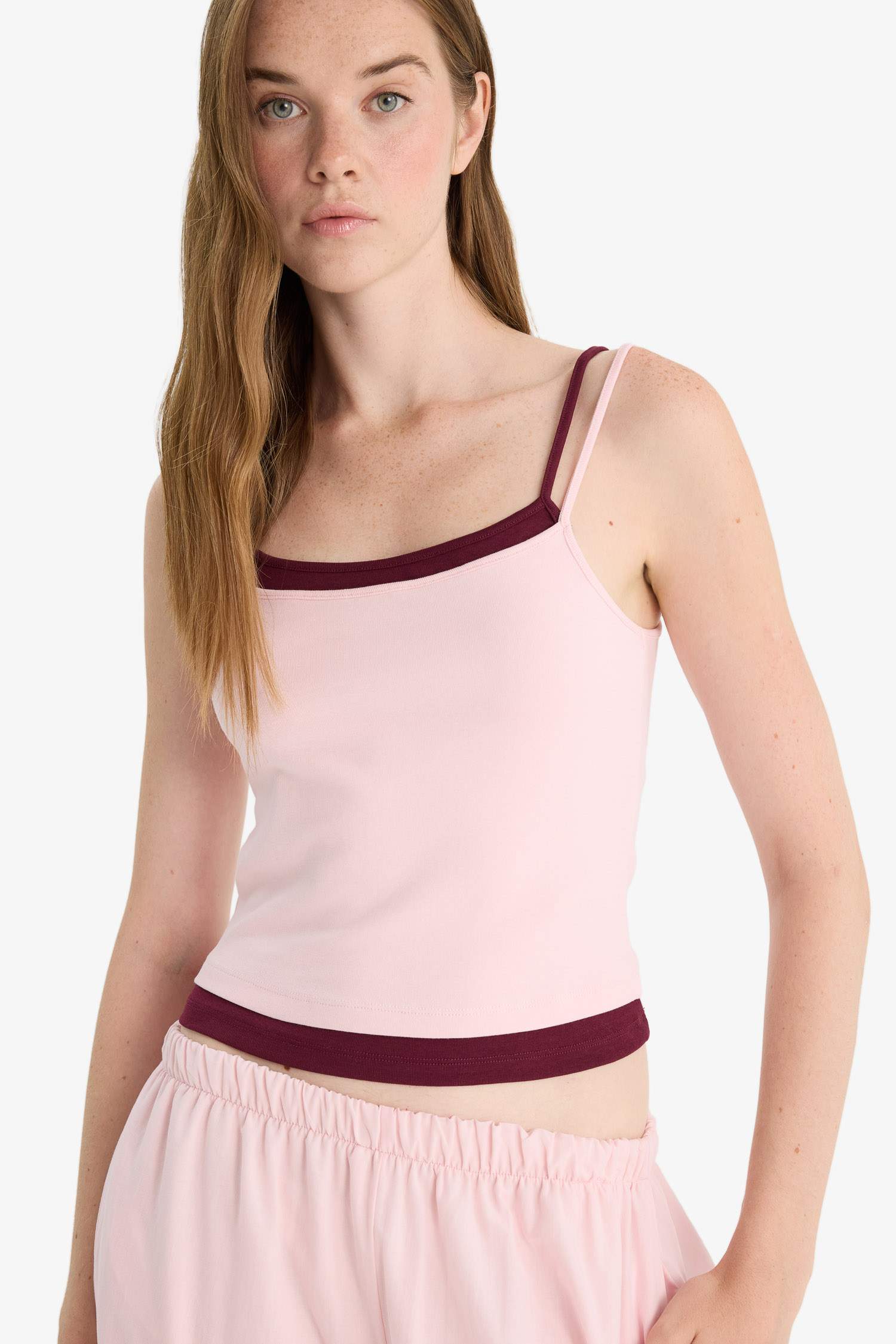 Débardeur côtelé à col U Coupe ajustée