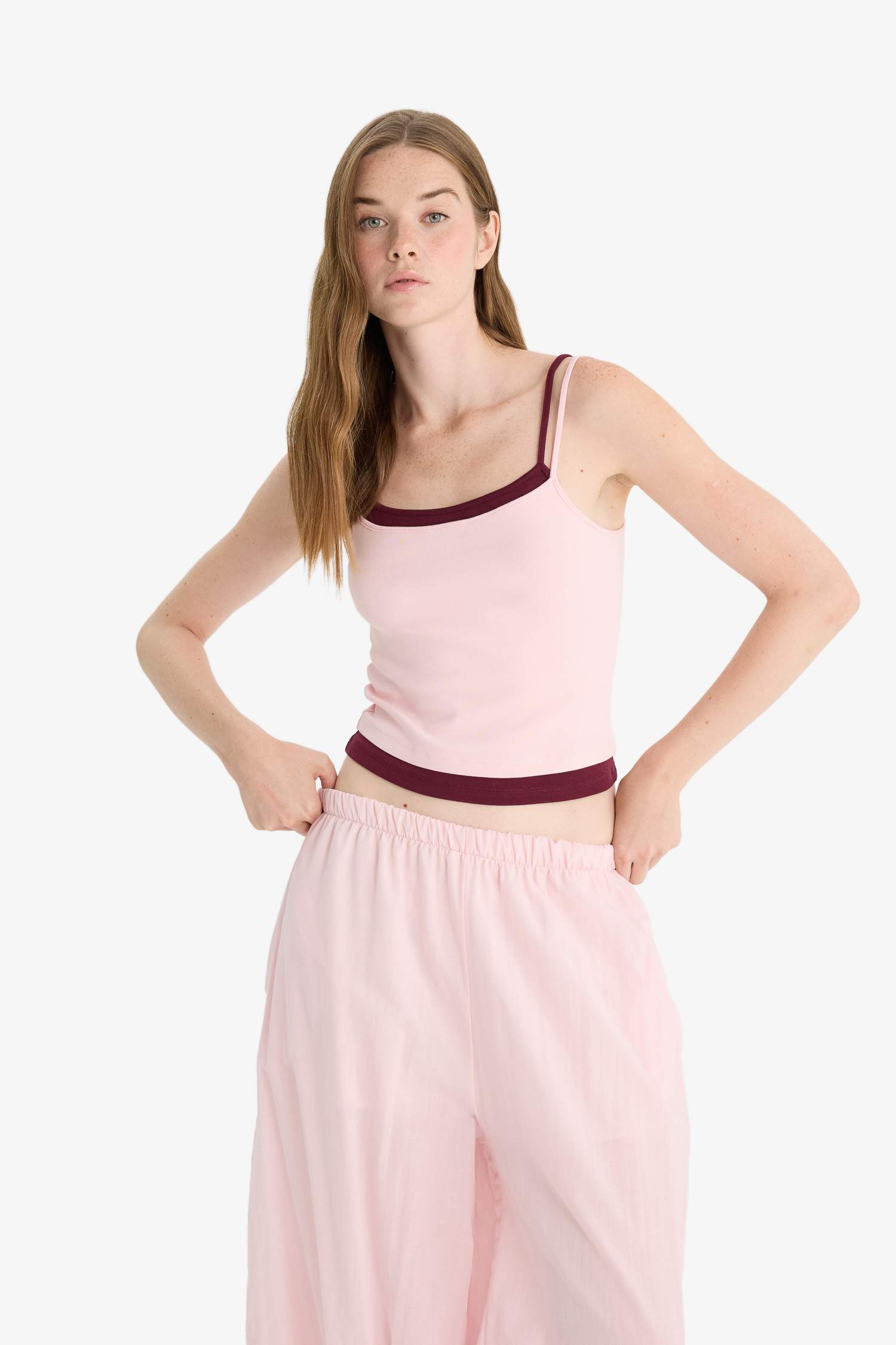 Débardeur côtelé à col U Coupe ajustée