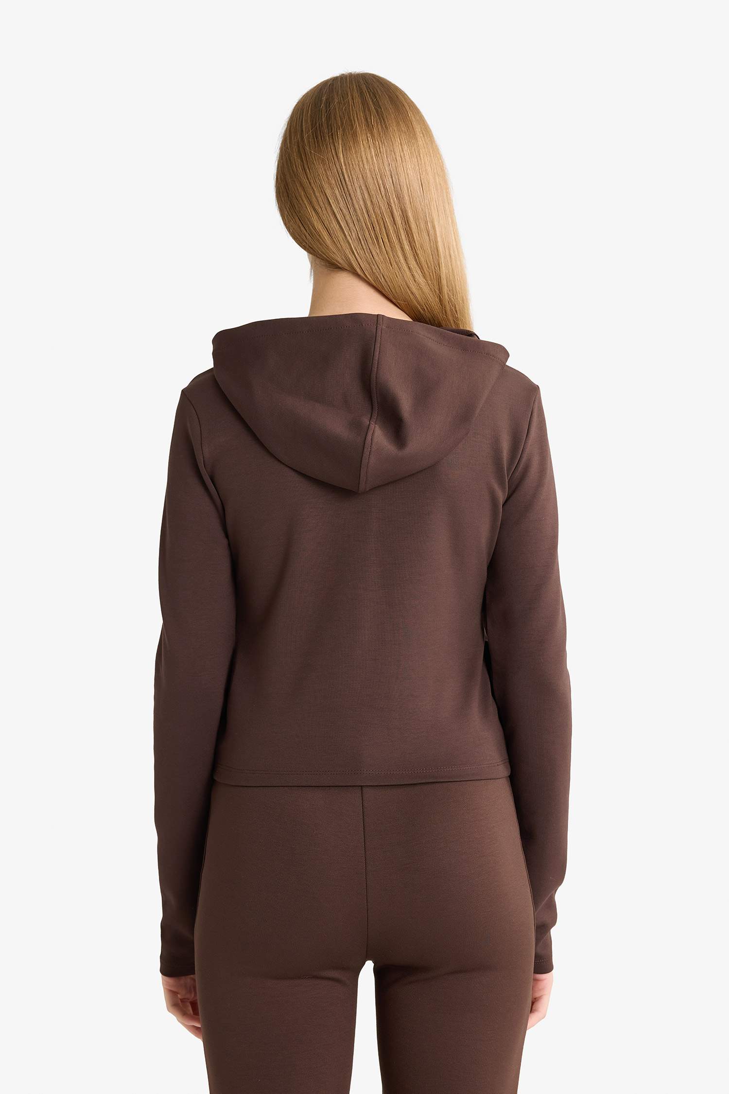 Slim Fit Dar Kesim Kapüşonlu Modal Fermuarlı Sweatshirt