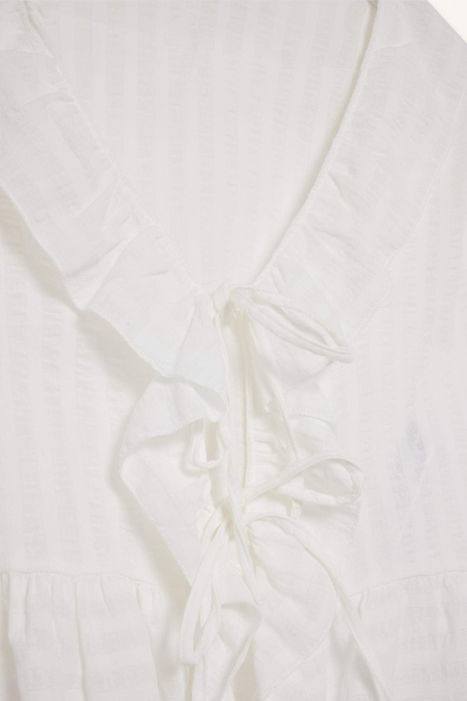 Blouse texturée à manches longues avec noeuds et volants Coupe régulière