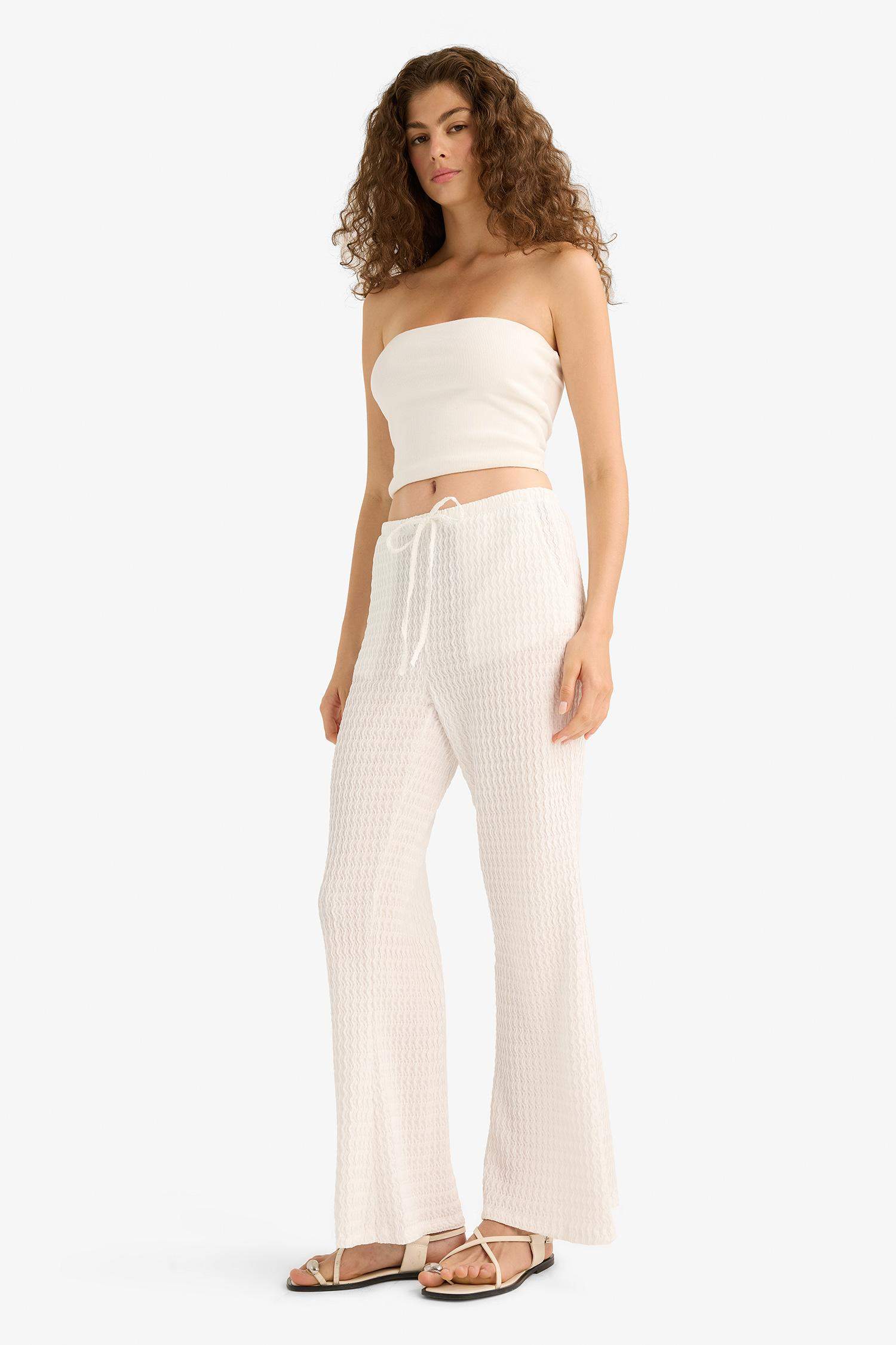 Wide Leg Regular Waist Crepe Trousers
