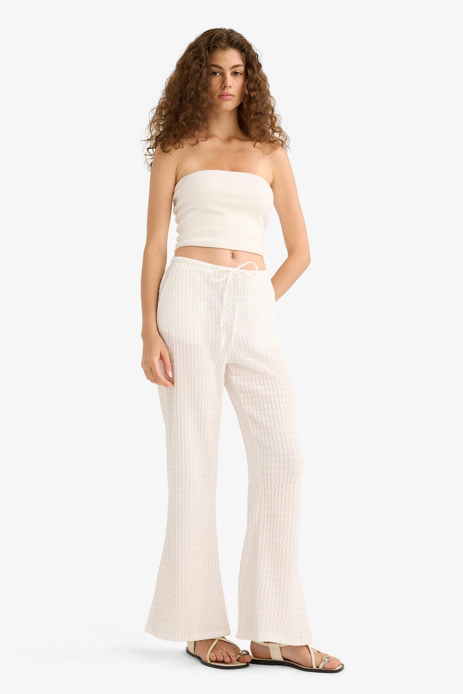 Wide Leg Regular Waist Crepe Trousers