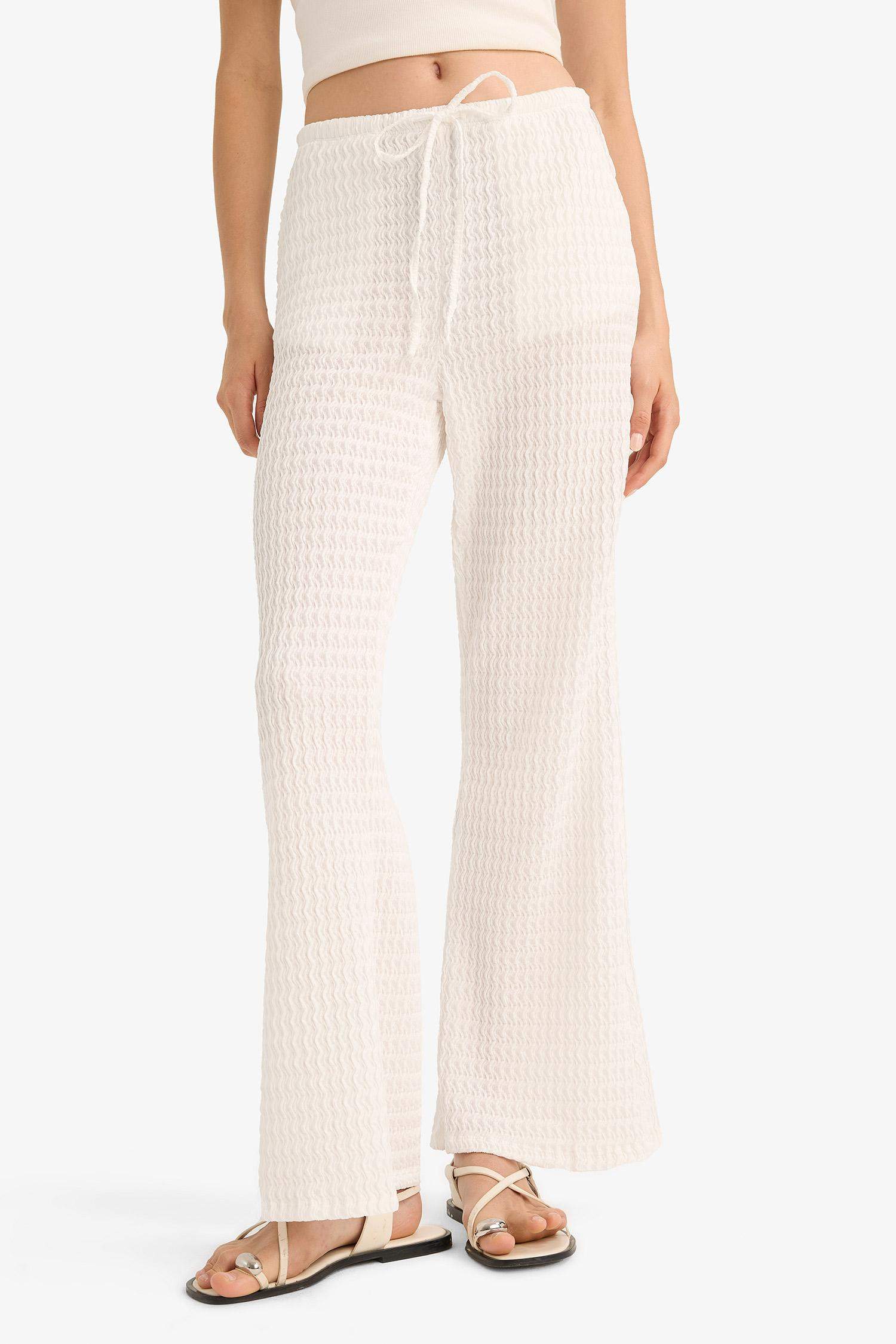 Wide Leg Regular Waist Crepe Trousers