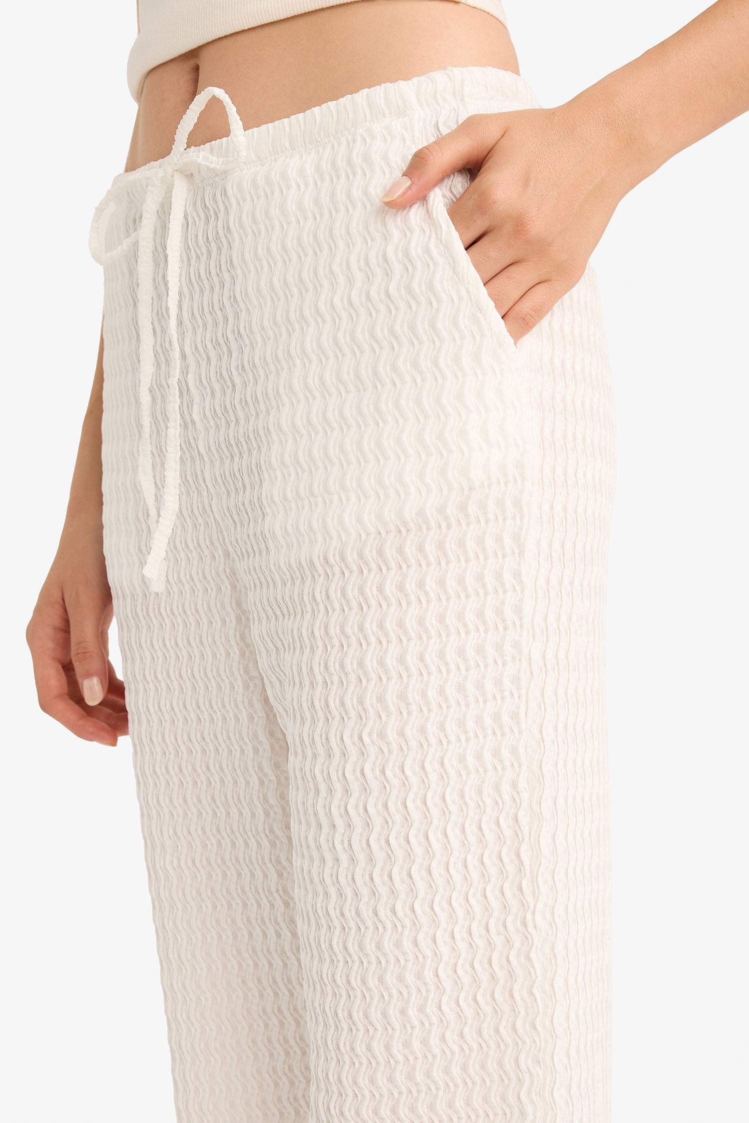 Wide Leg Regular Waist Crepe Trousers