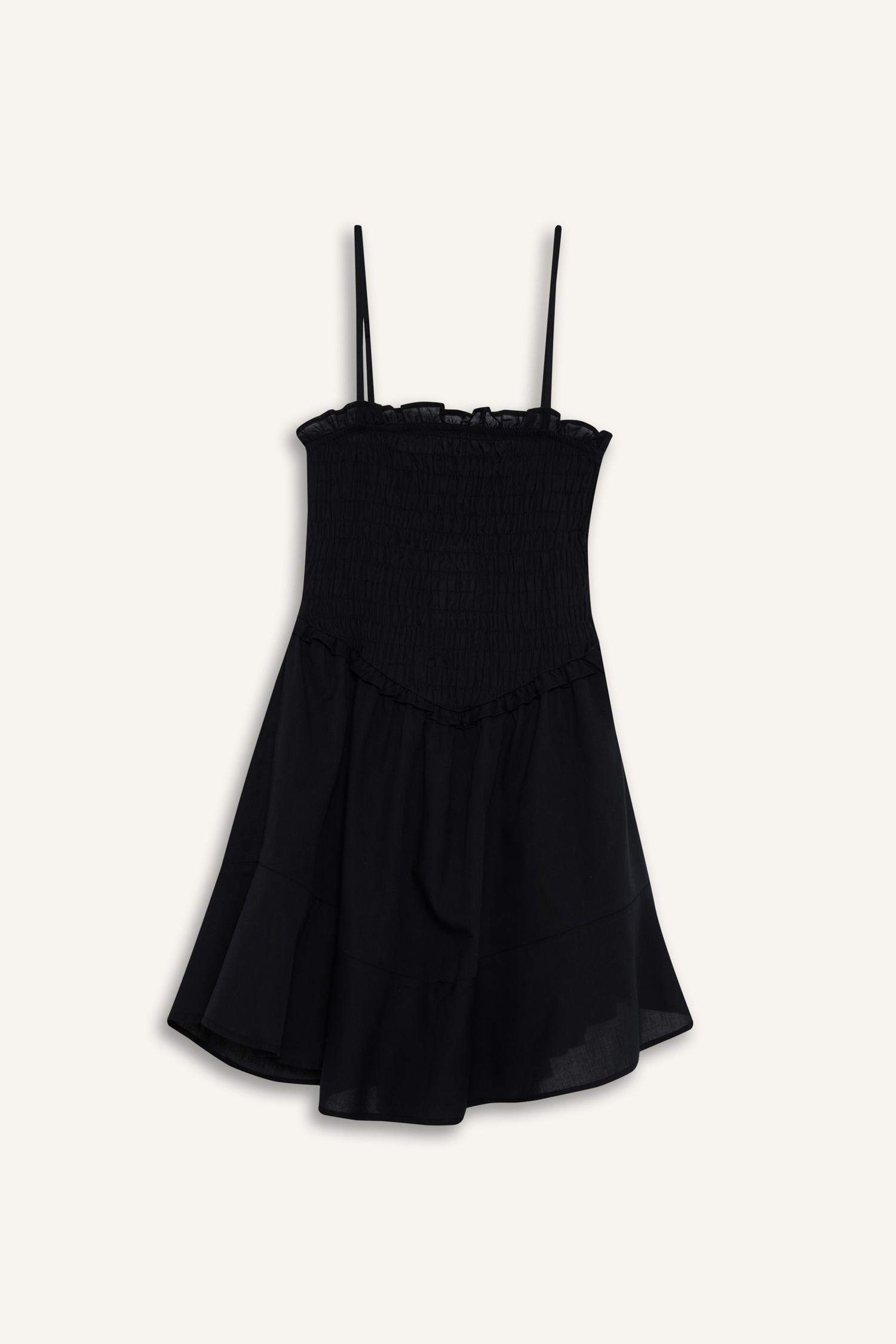 Strappy Voile Mini Black Dress