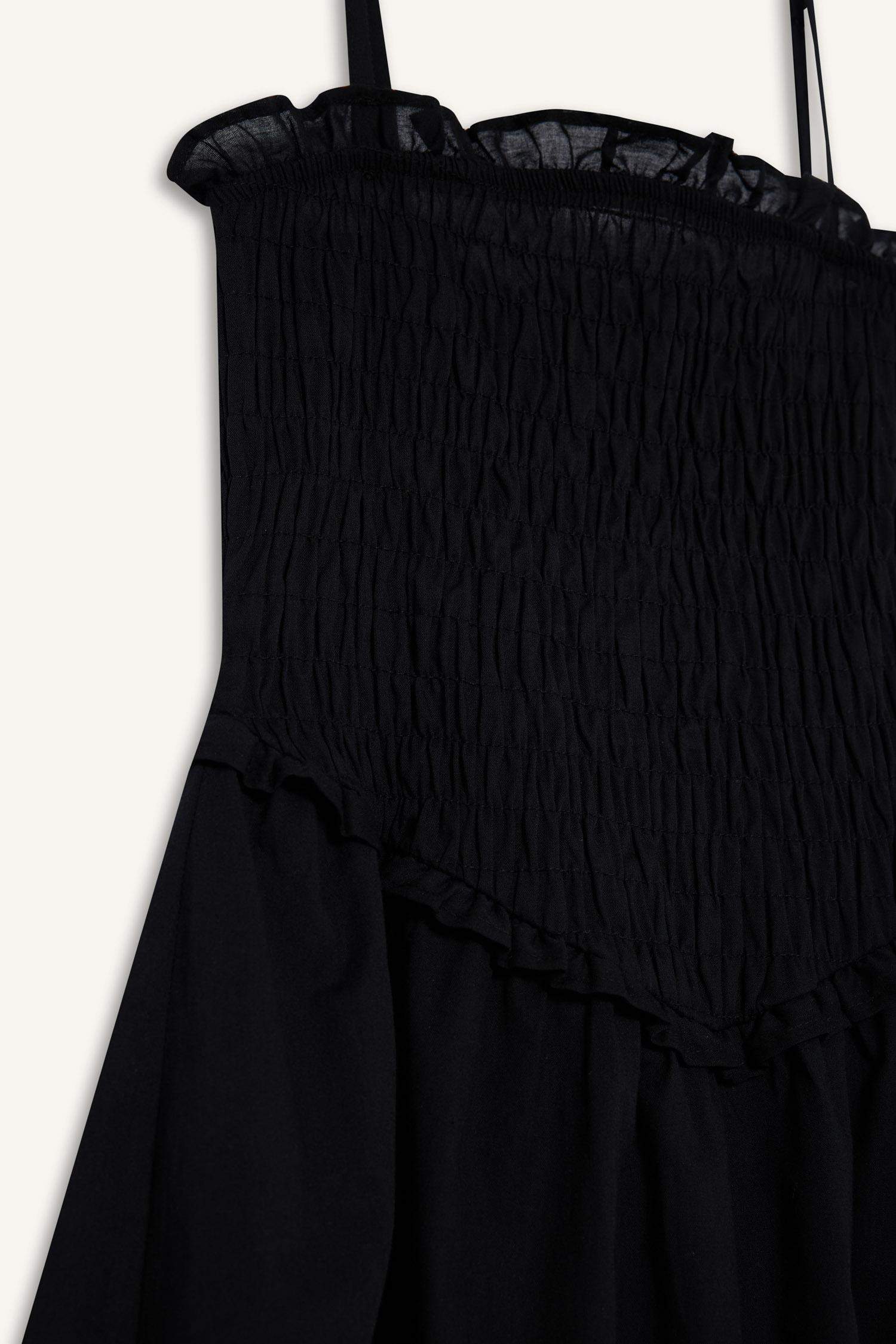 Strappy Voile Mini Black Dress