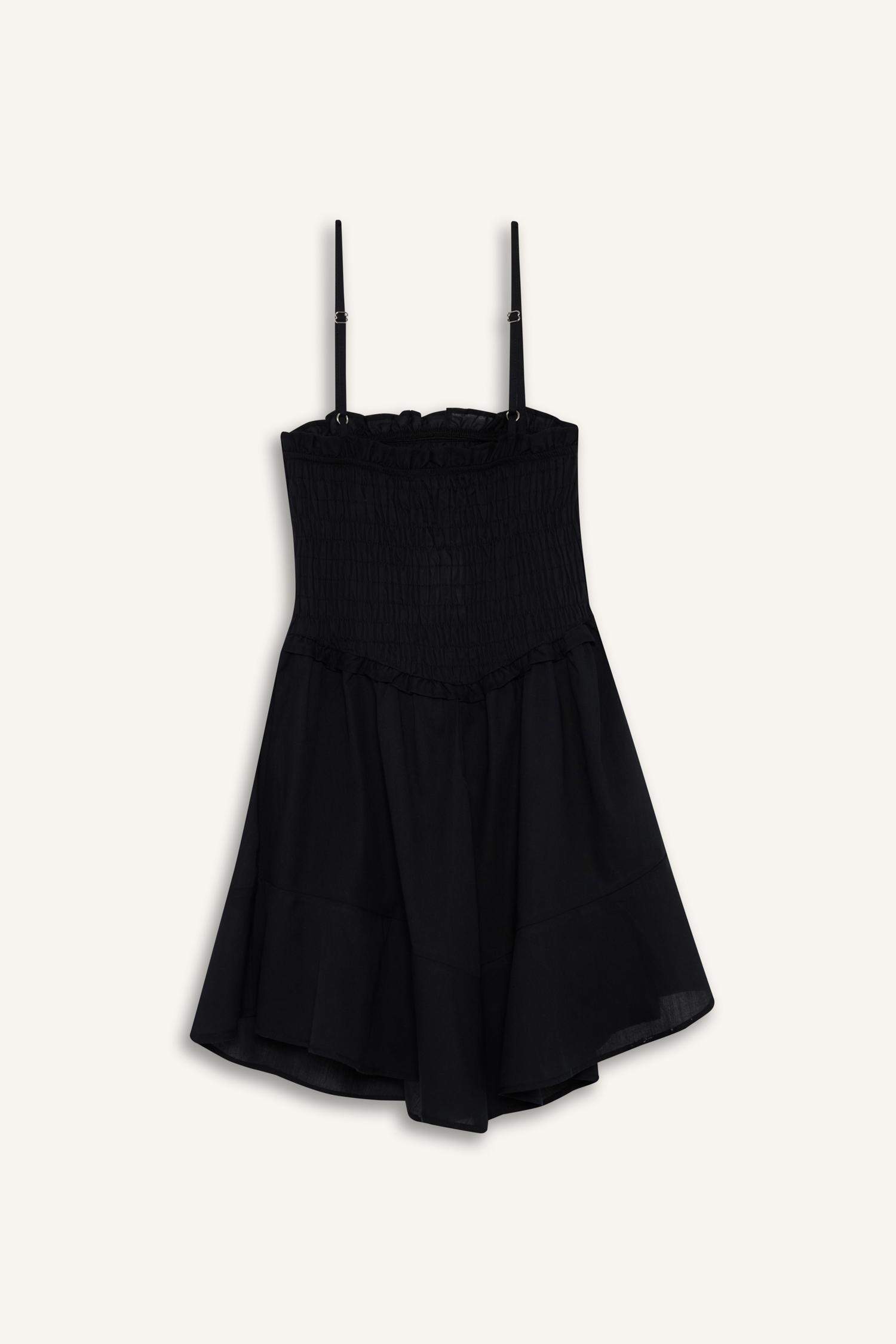 Strappy Voile Mini Black Dress