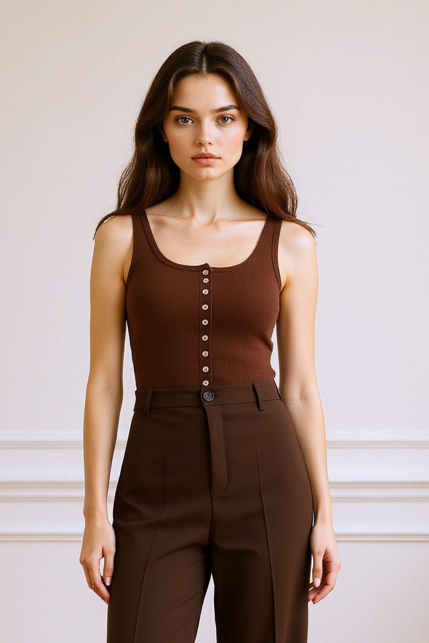 Slim Fit Dar Kesim Düğmeli Atlet