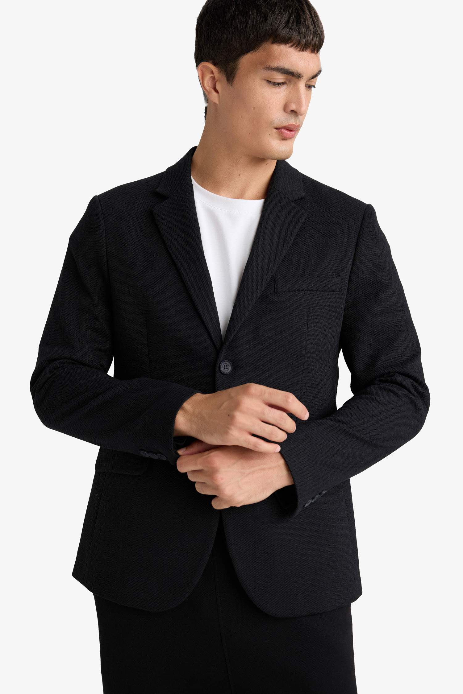 سترة بليزر سليم فيت محبوك