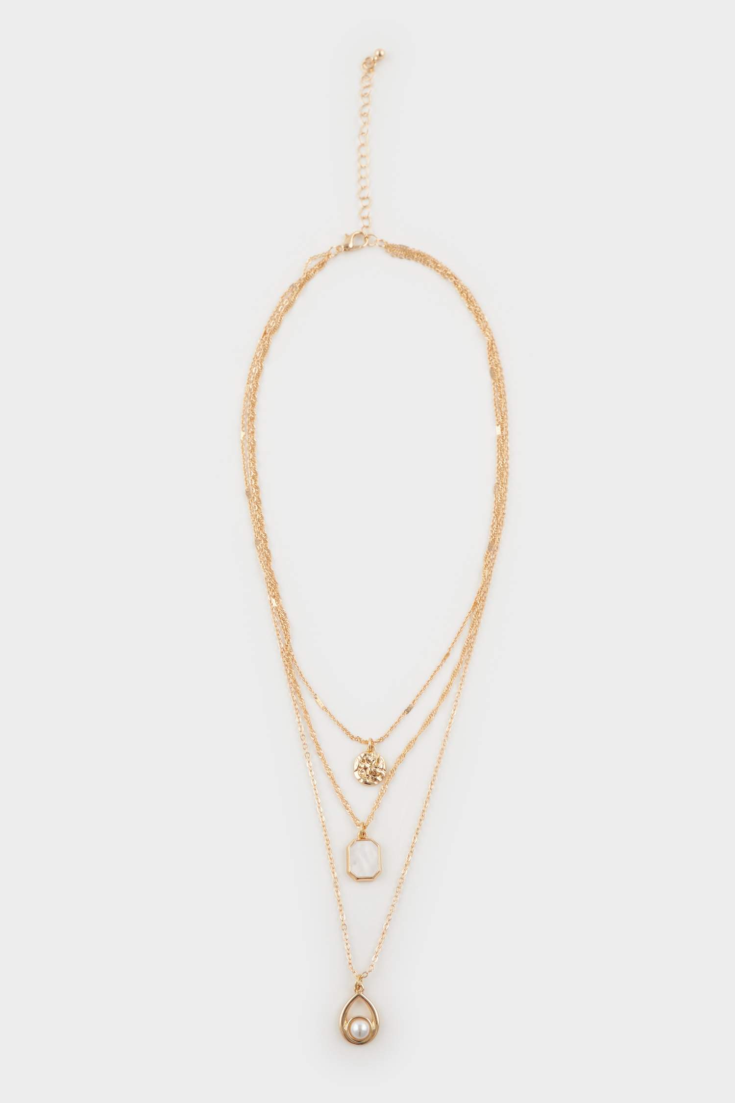 Kadın İnci Detaylı Gold Kolye