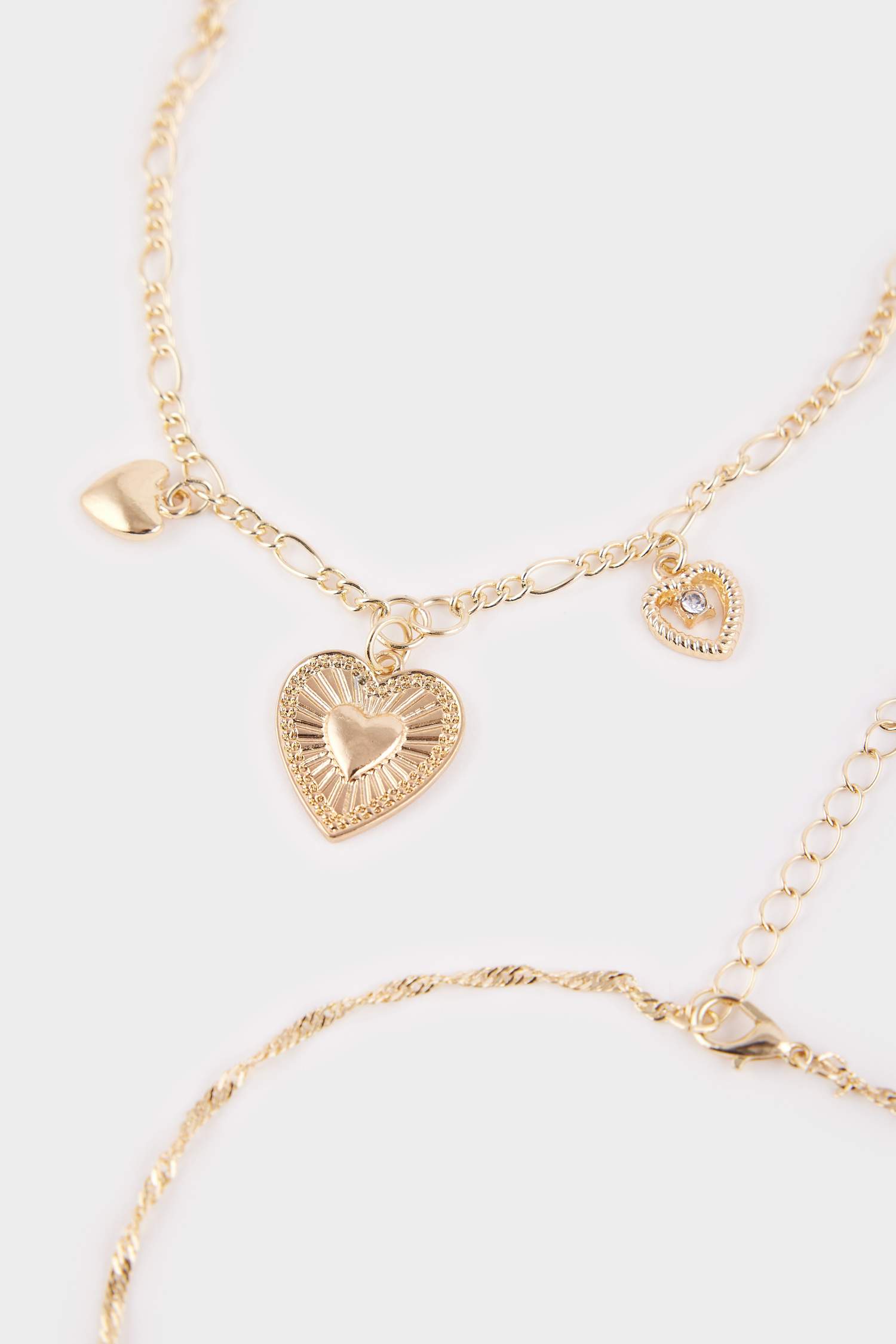 Kadın Kalp Detaylı 5'li Kolye Seti