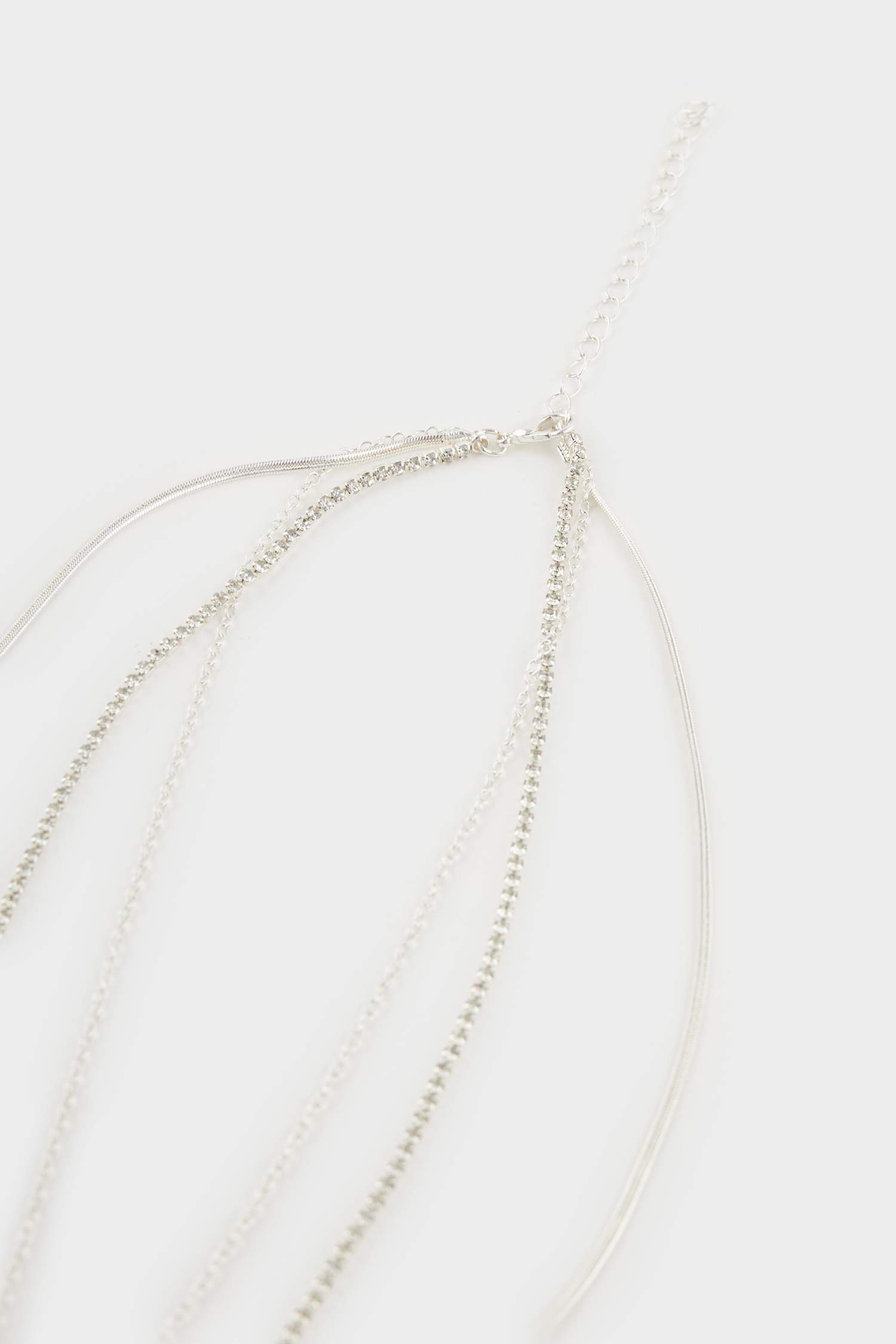 Kadın Kalp Detaylı Sılver Kolye