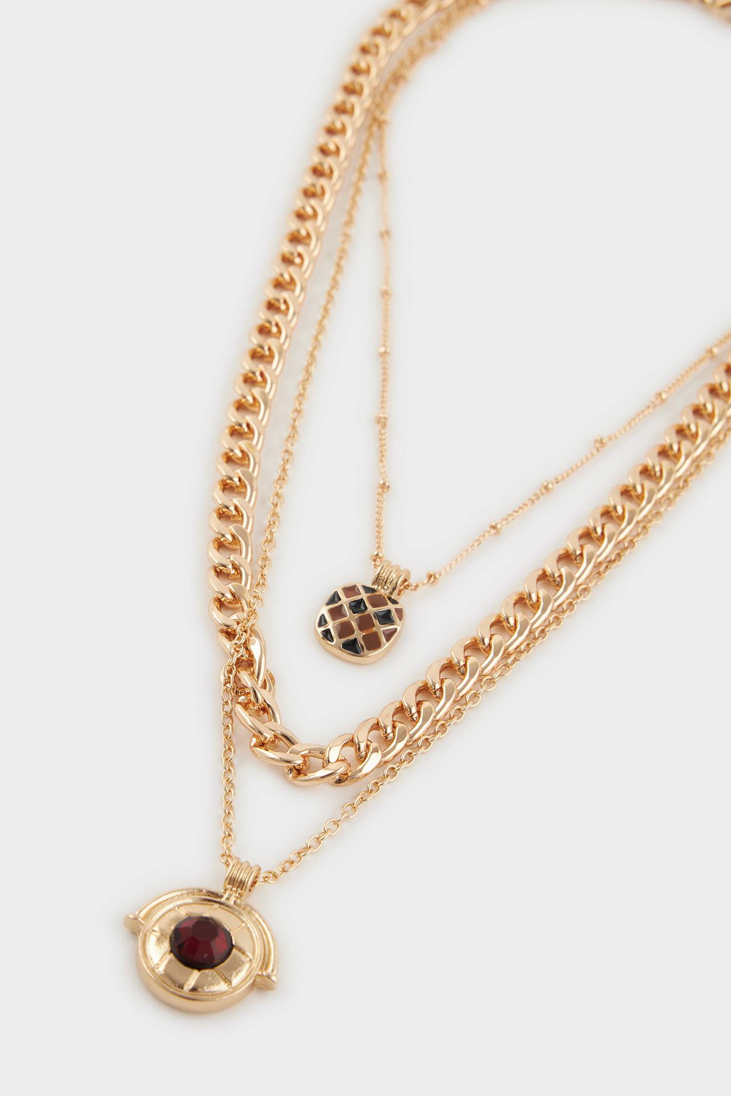 Kadın 3'lü Gold Kolye