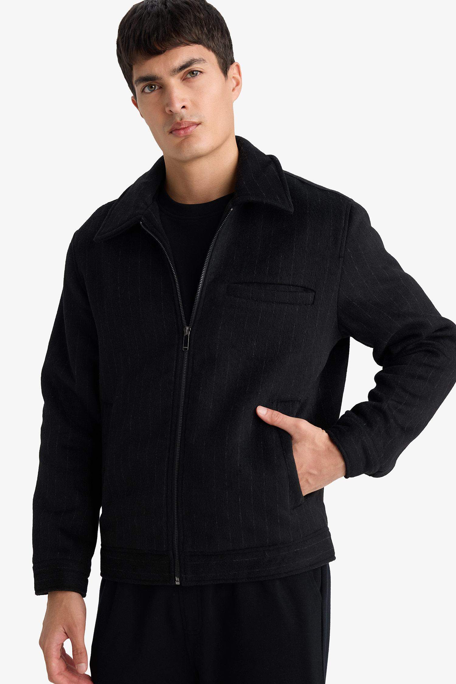 Astarlı Fermuarlı Yün Mont