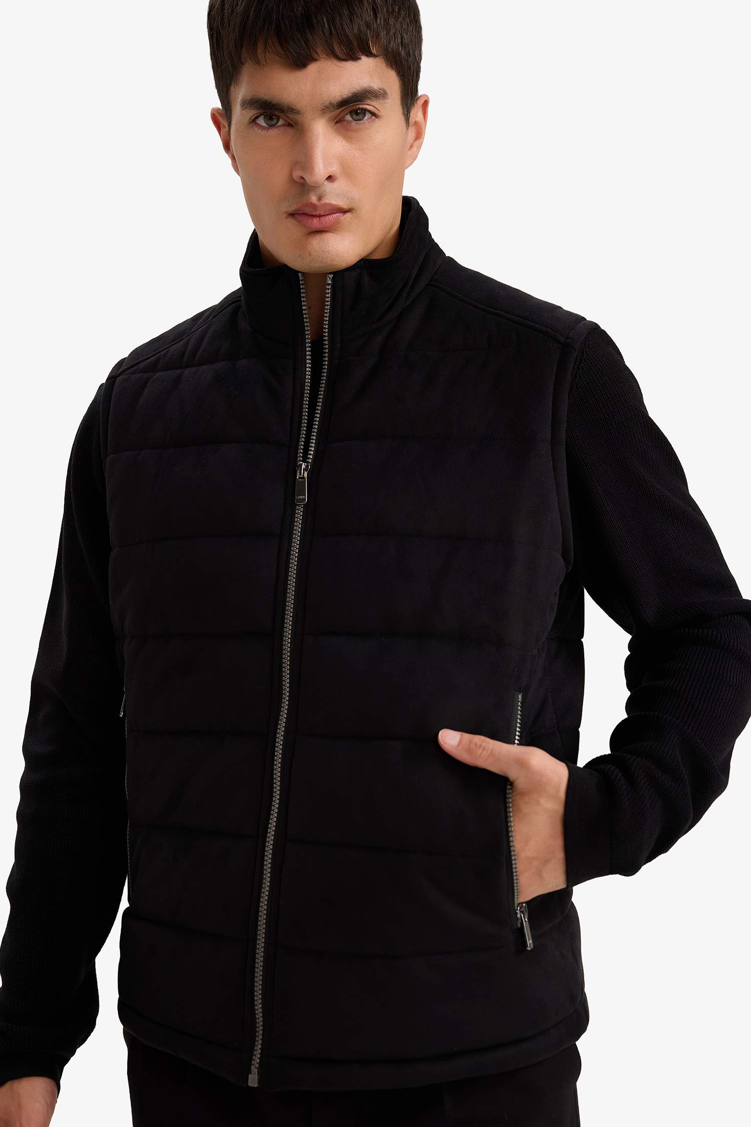 Slim Fit Lined Suede Vest