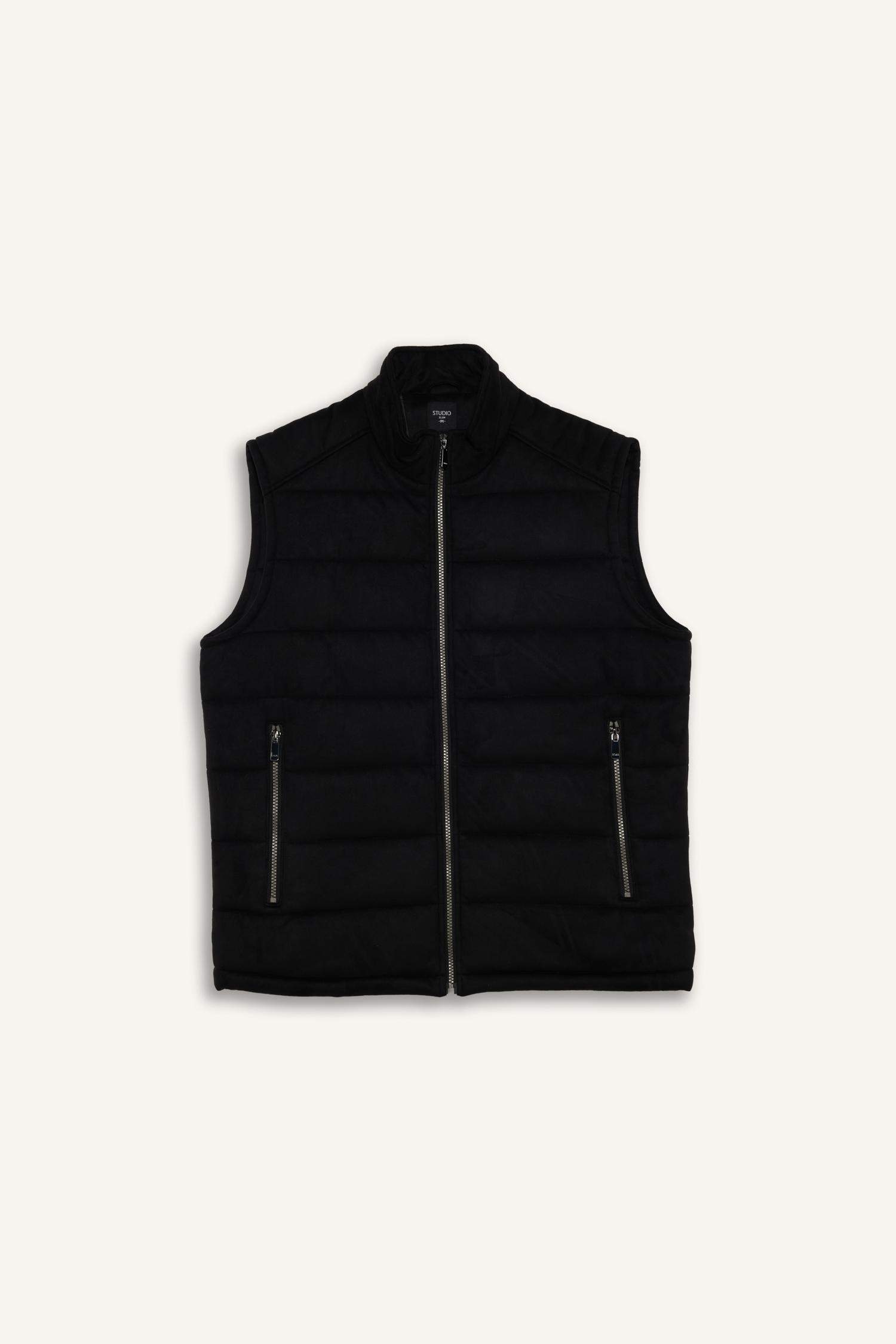 Slim Fit Lined Suede Vest