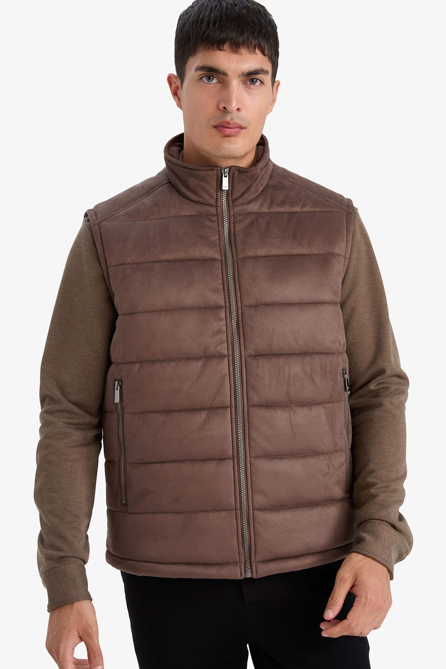 Slim Fit Lined Suede Vest