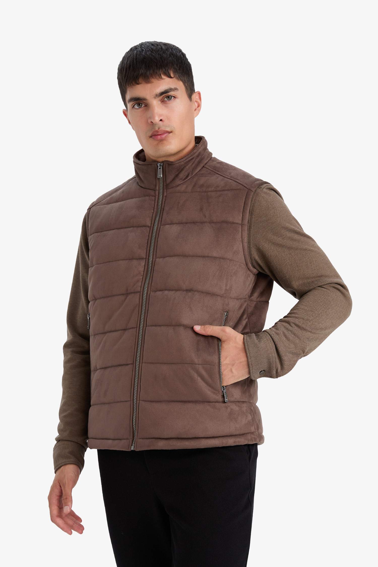 Slim Fit Lined Suede Vest