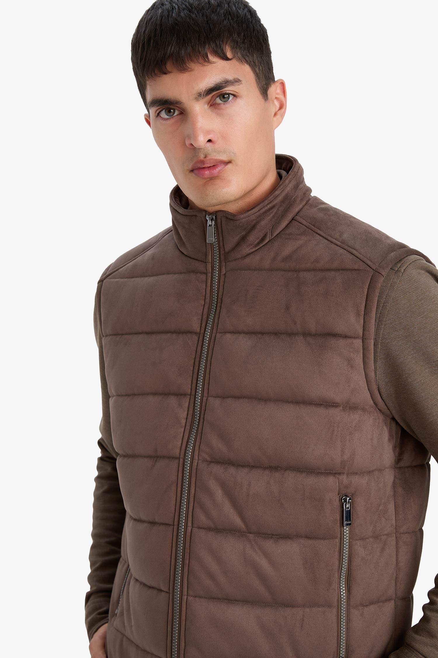 Slim Fit Lined Suede Vest