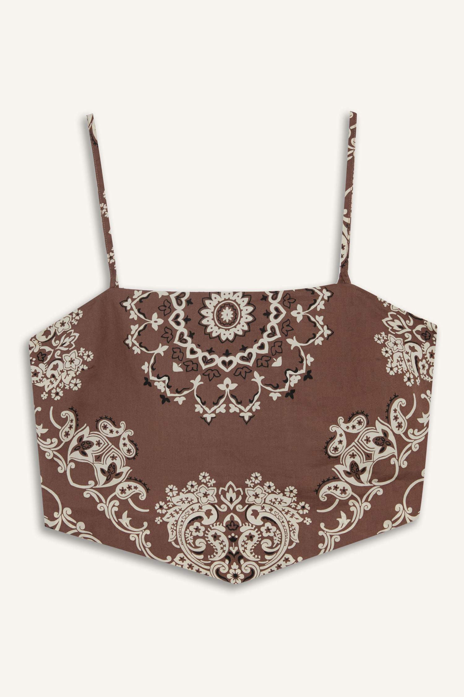 بلوزة كروب بحمالات بياخة مربعة من Afra x DeFacto