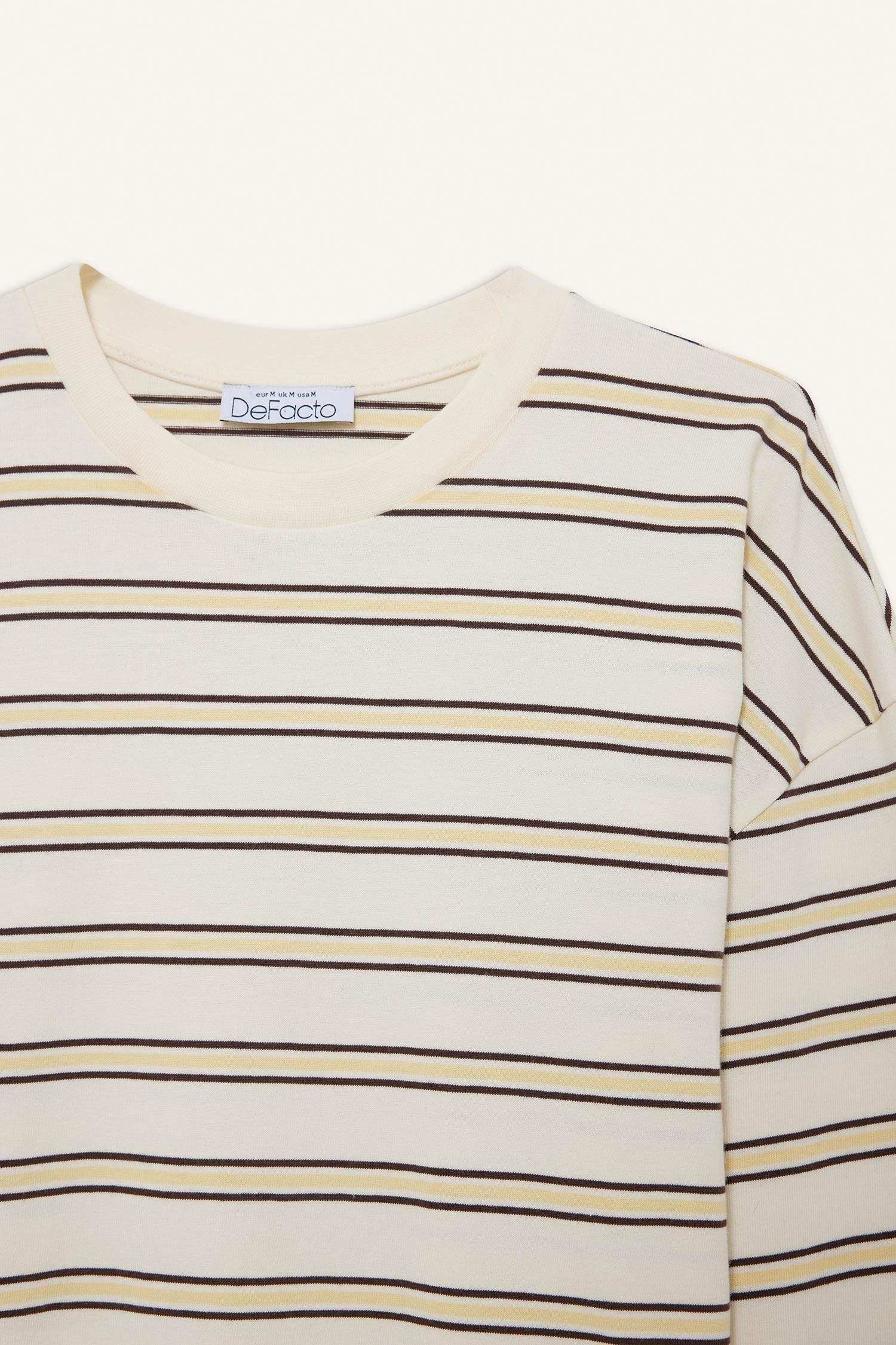 Loose Fit Bisiklet Yaka Çizgili Sweatshirt