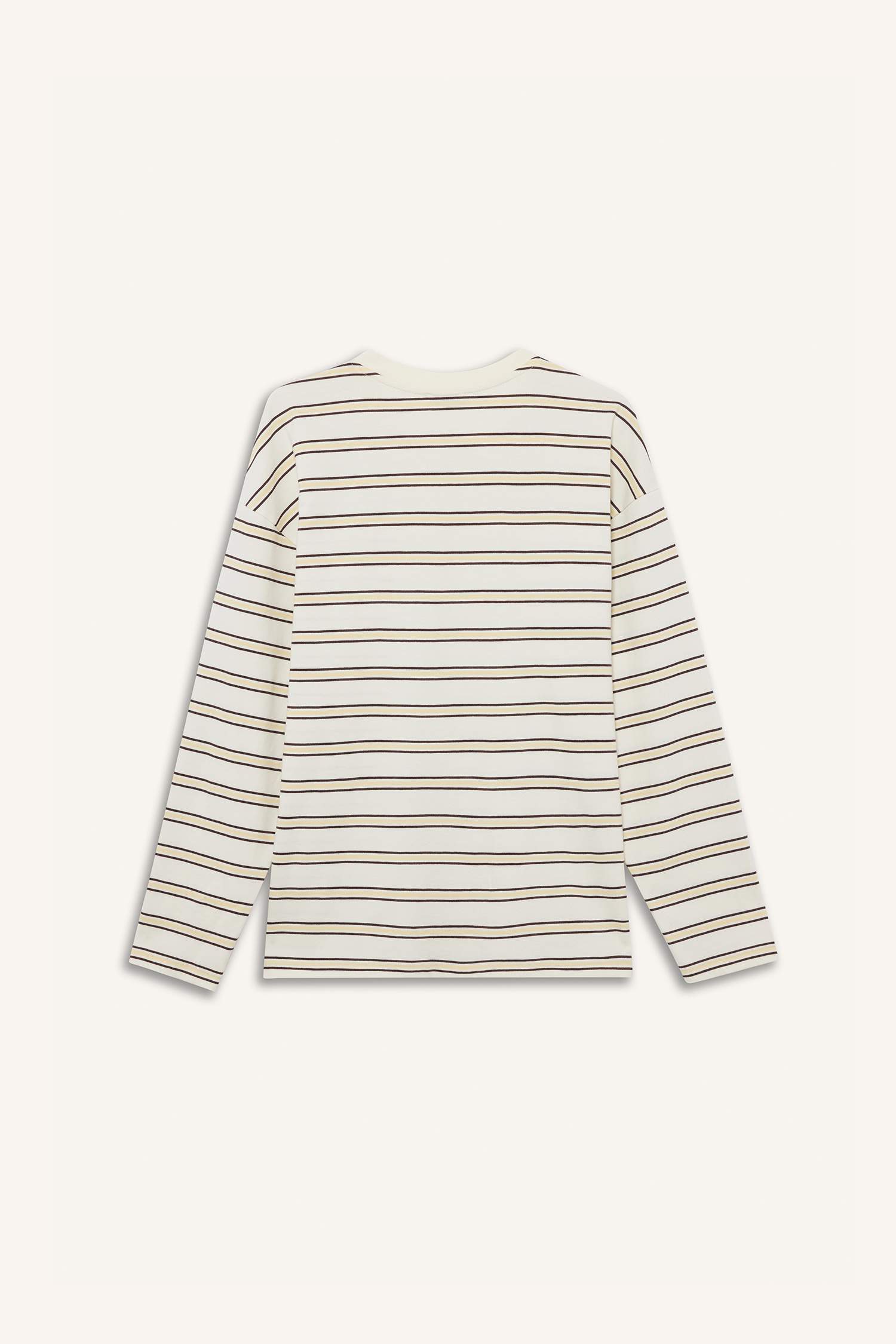 Loose Fit Bisiklet Yaka Çizgili Sweatshirt