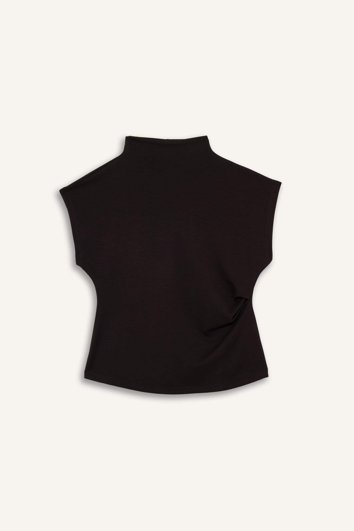 Slim Fit Dar Kesim Yarım Balıkçı Yaka Pike Kolsuz Bluz