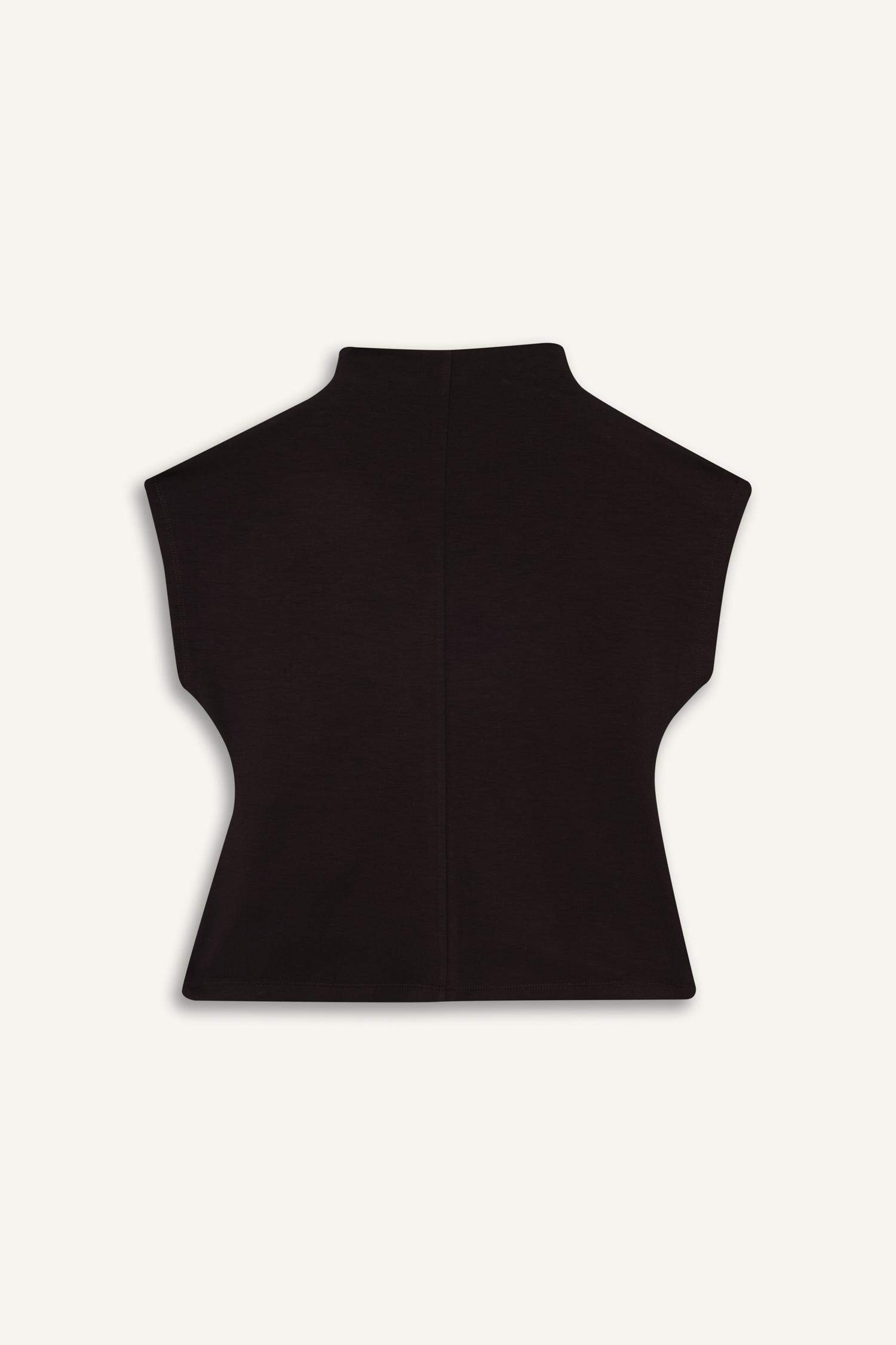 Slim Fit Dar Kesim Yarım Balıkçı Yaka Pike Kolsuz Bluz