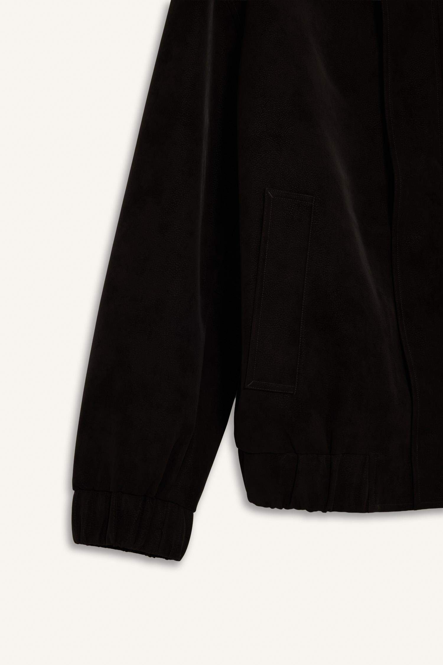 Relax Fit Astarlı Fermuarlı Süet Mont