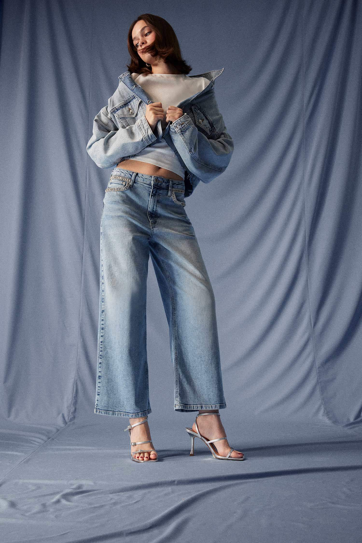 Wide Leg High Waist Ankle Length Jeans