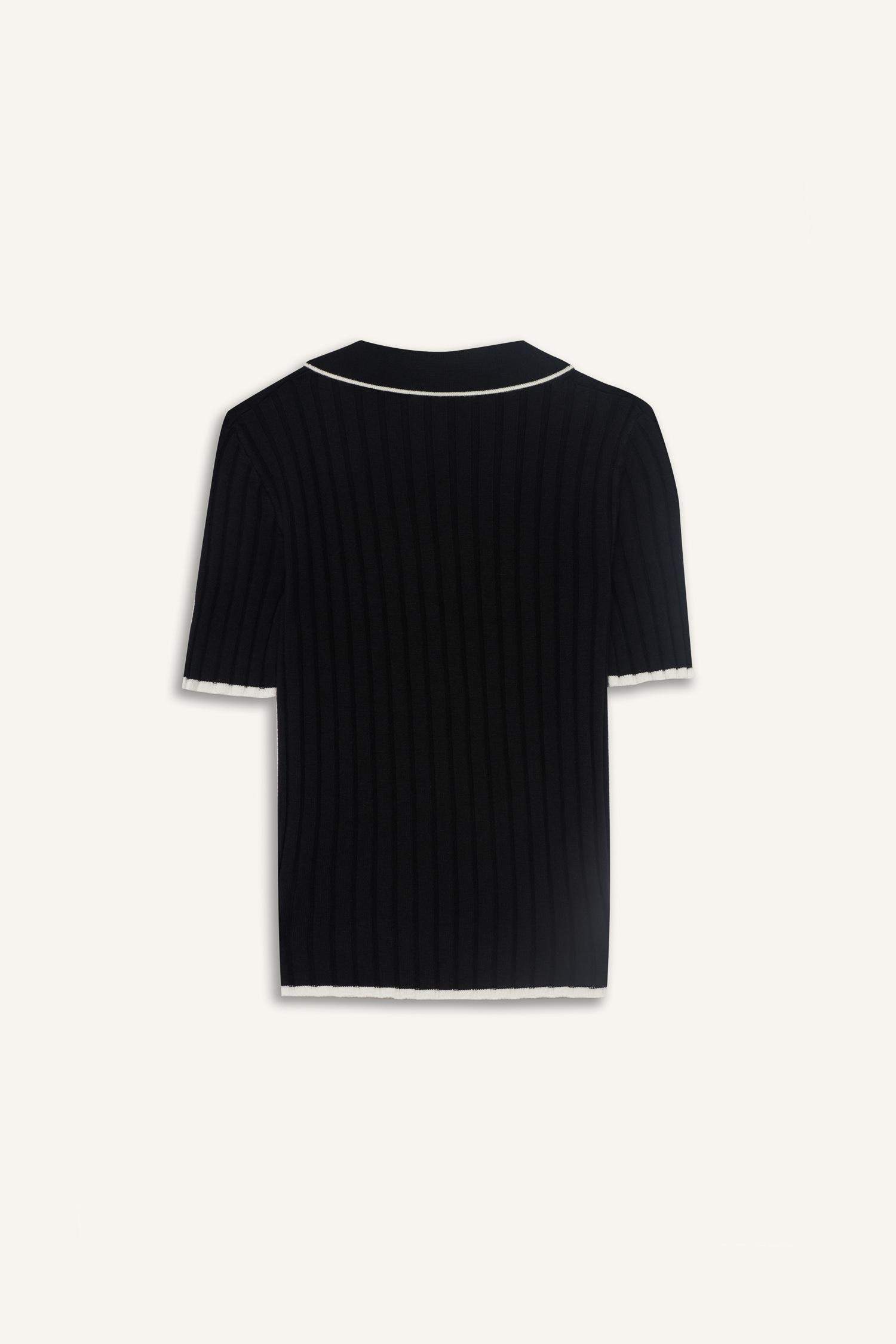 Fitted Polo Yaka Triko Kısa Kollu Kazak