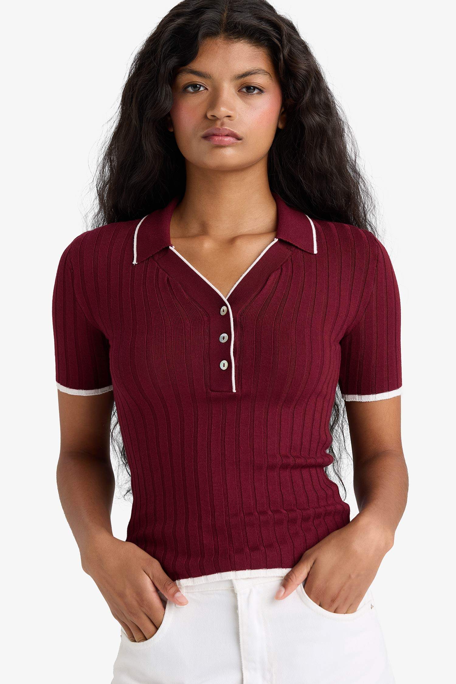 Slim Fit Polo Collar Knitwear Pullover