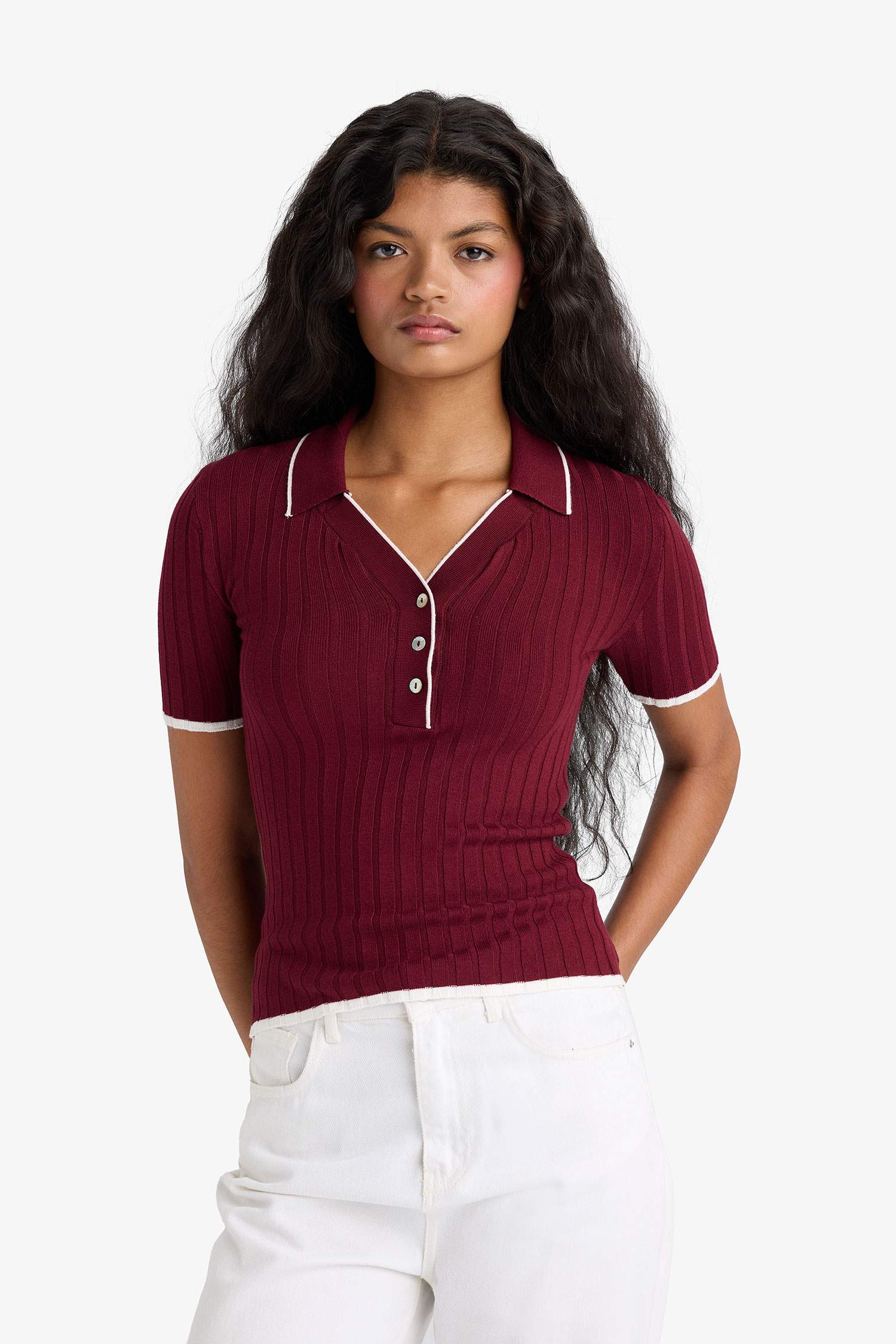 Slim Fit Polo Collar Knitwear Pullover