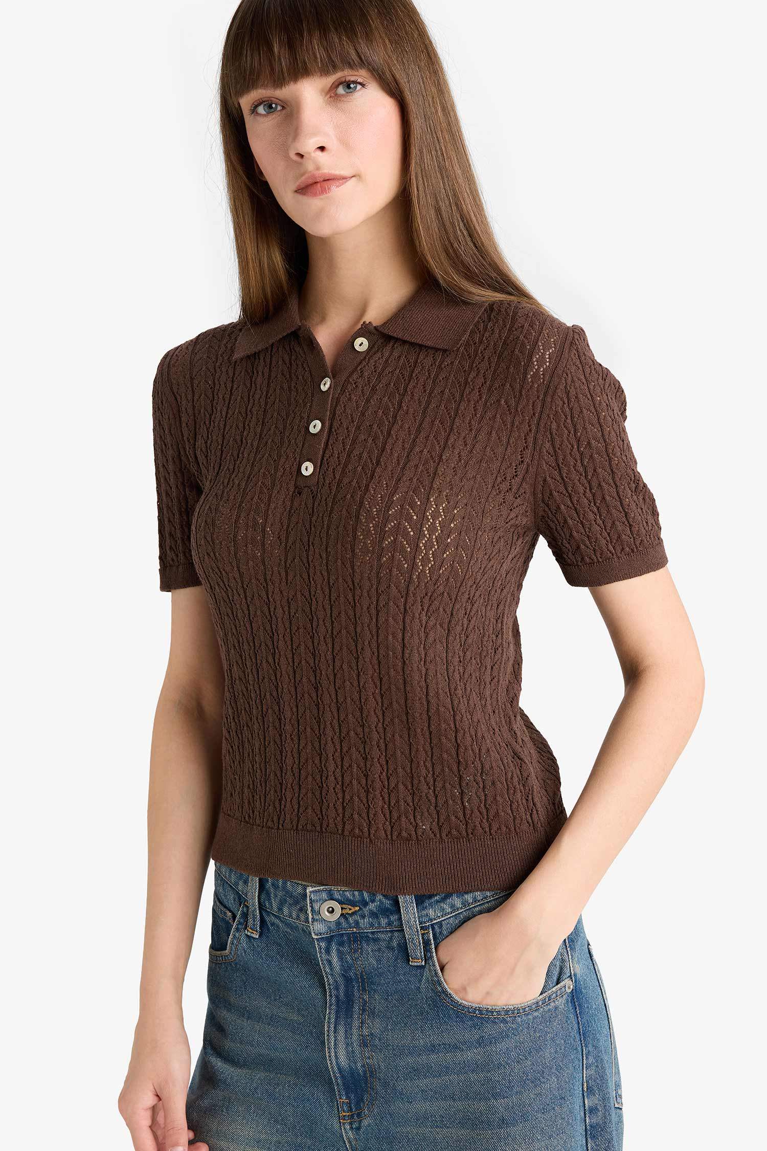 Regular Fit Polo Collar Knitwear Pullover