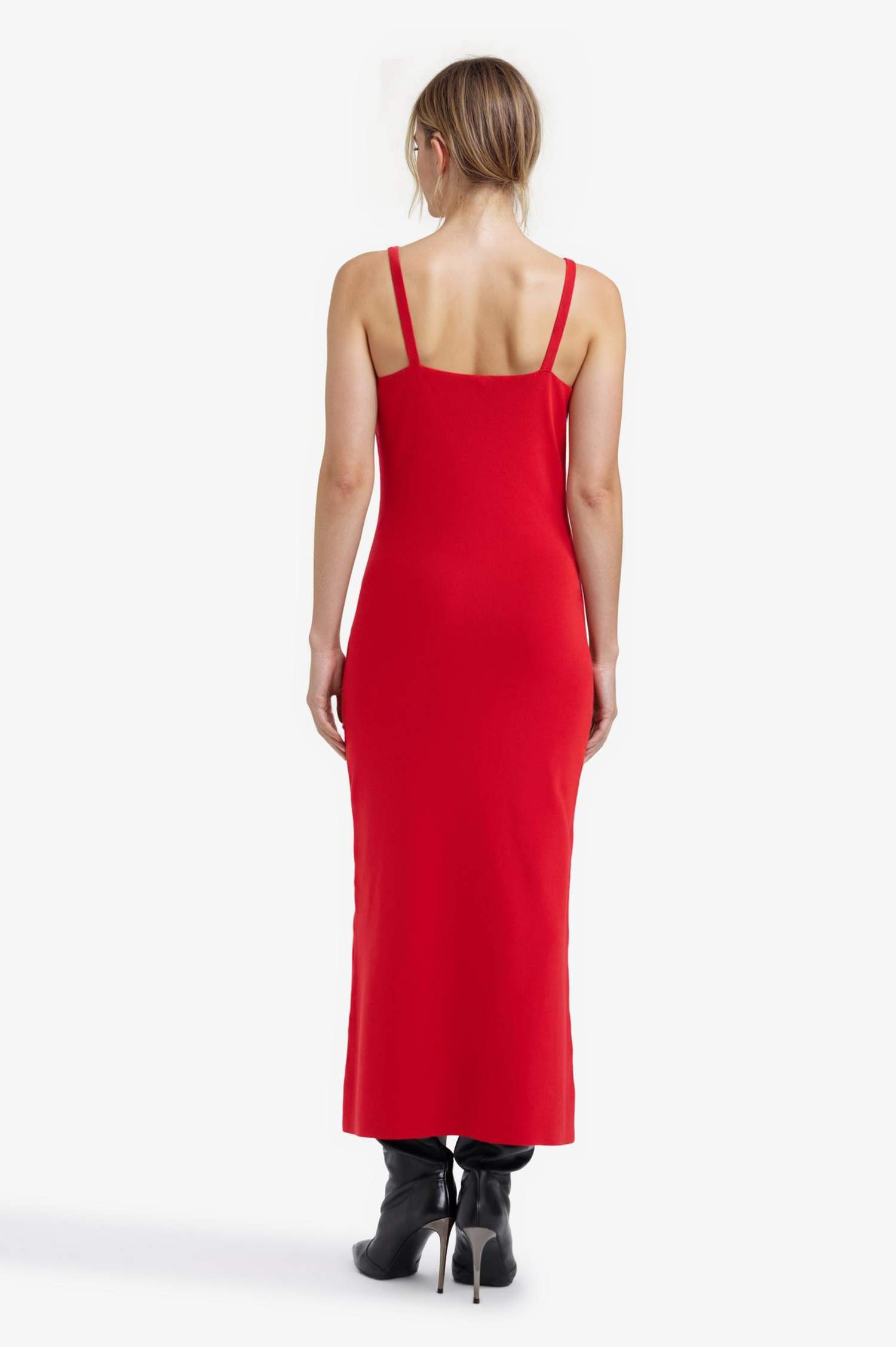 A Kesim Triko Askılı Midi Elbise