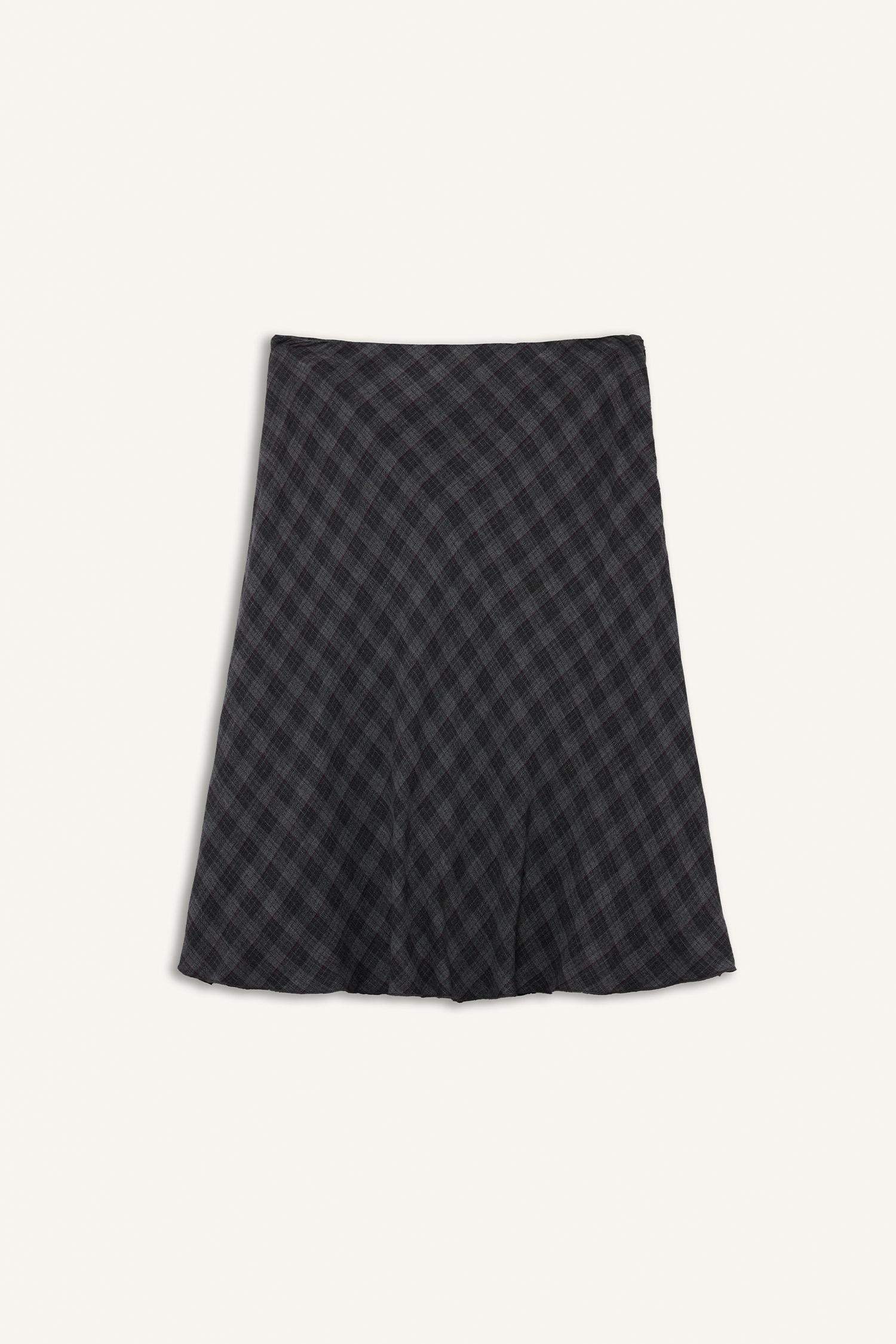 A Line Plaid Viscose High Waist Midi Skirt
