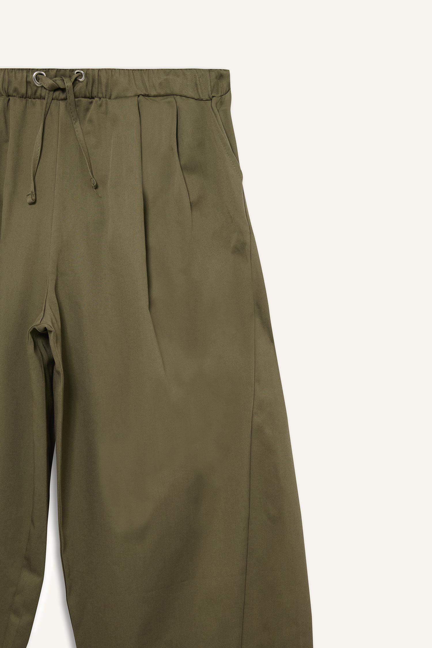 Baggy Fit Normal Waist Gabardine Trousers