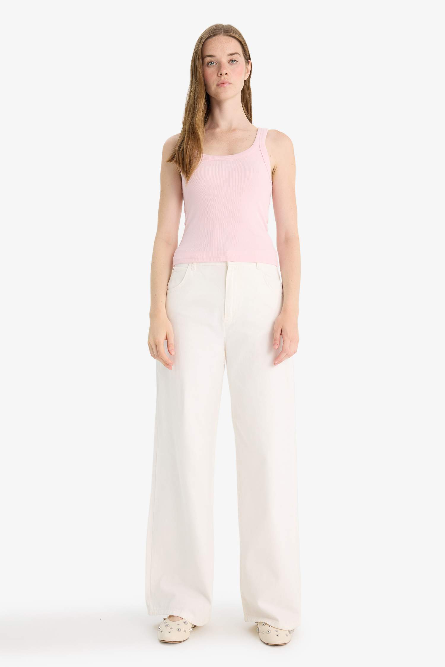 تانك توب مضلع مخصر برقبة U