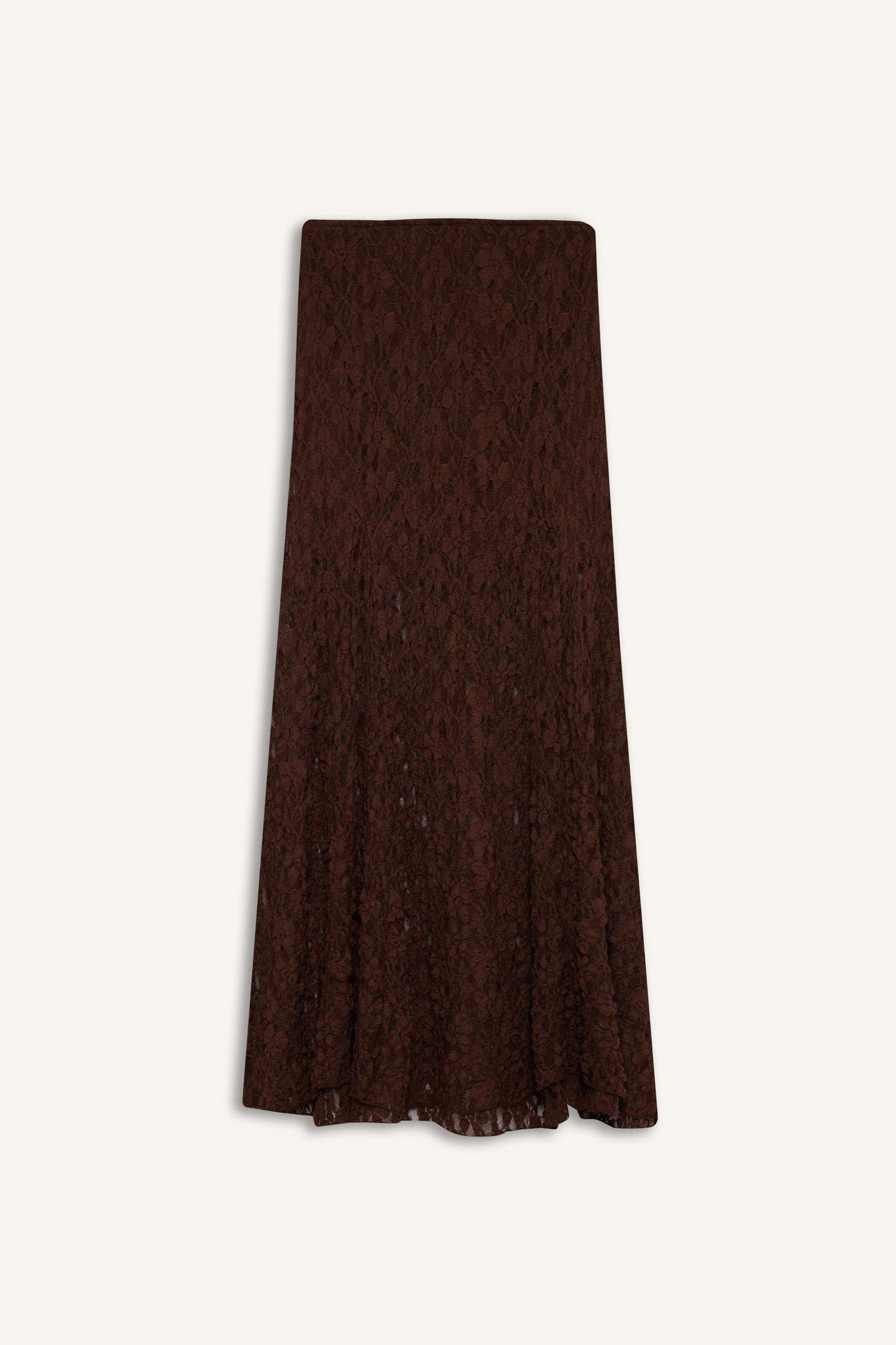 A Line Lace High Waist Maxi Knitted Skirt
