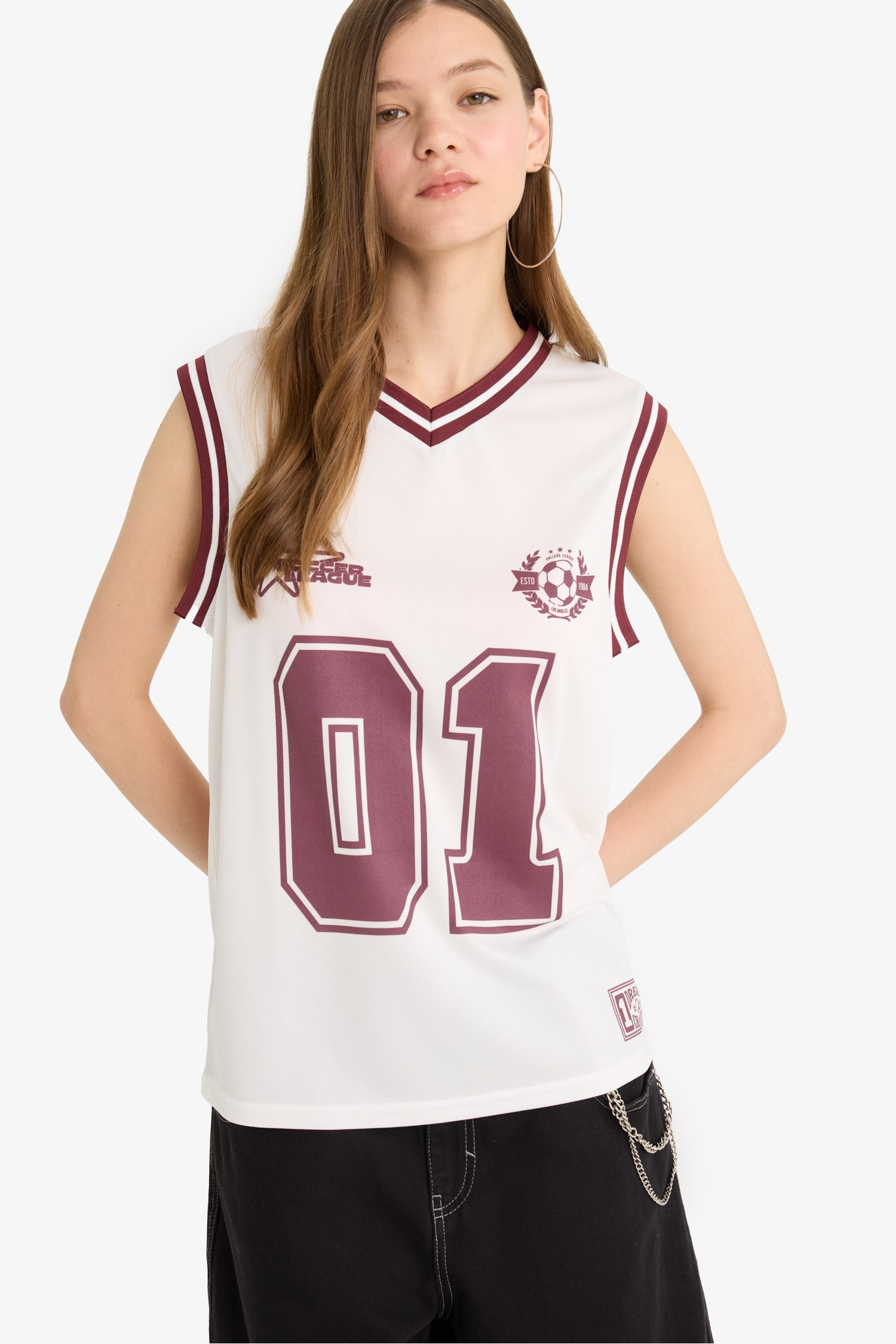 Débardeur oversize imprimé à col V